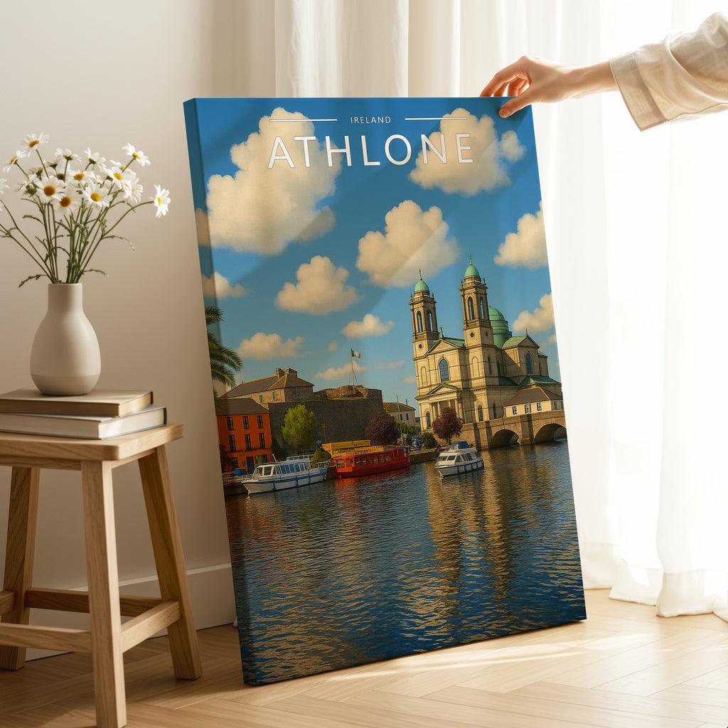 Athlone Travel Poster as a gallery-wrapped canvas