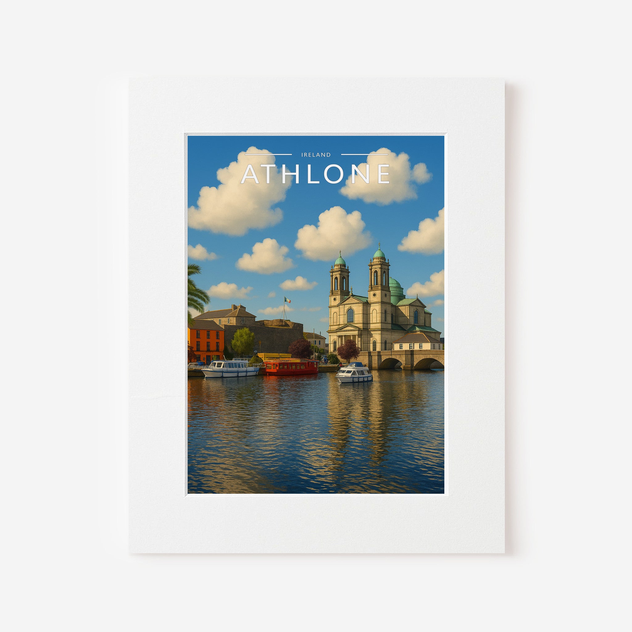 Athlone Travel Poster in a white mount