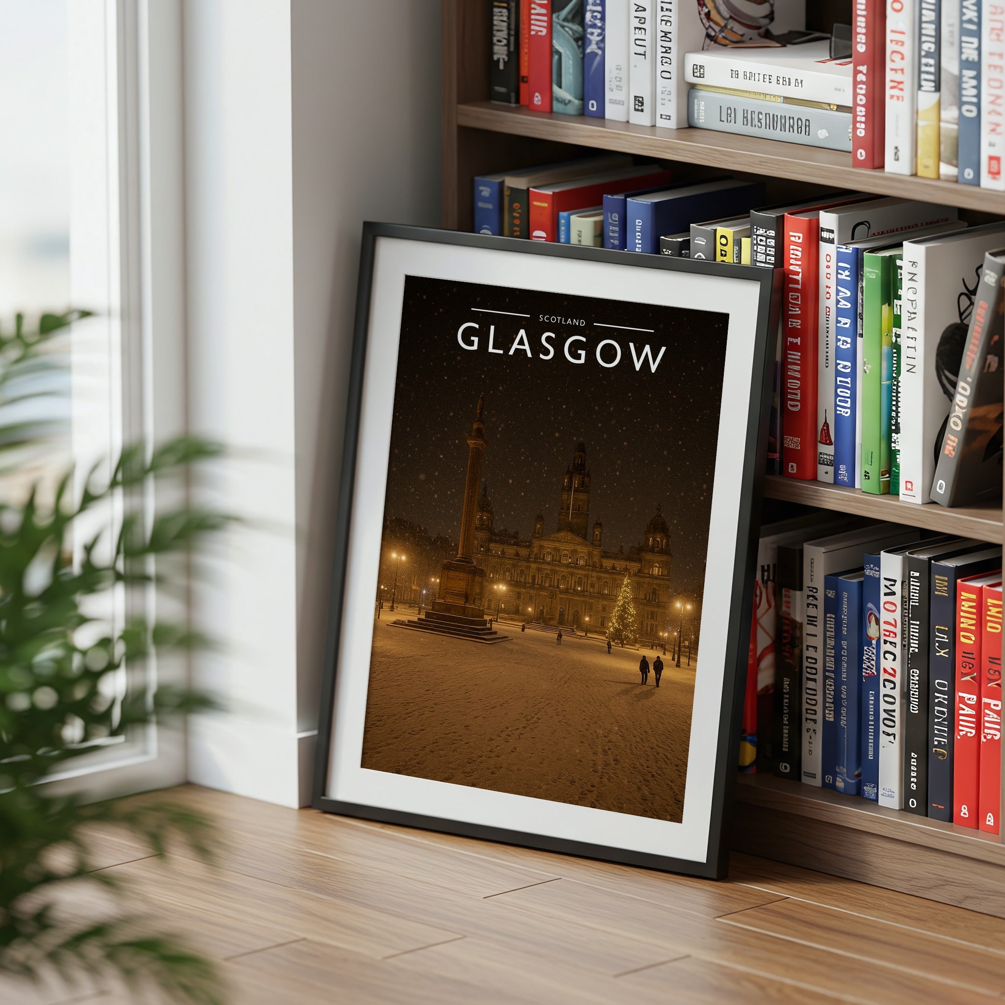 Glasgow Travel Poster mounted in a black frame