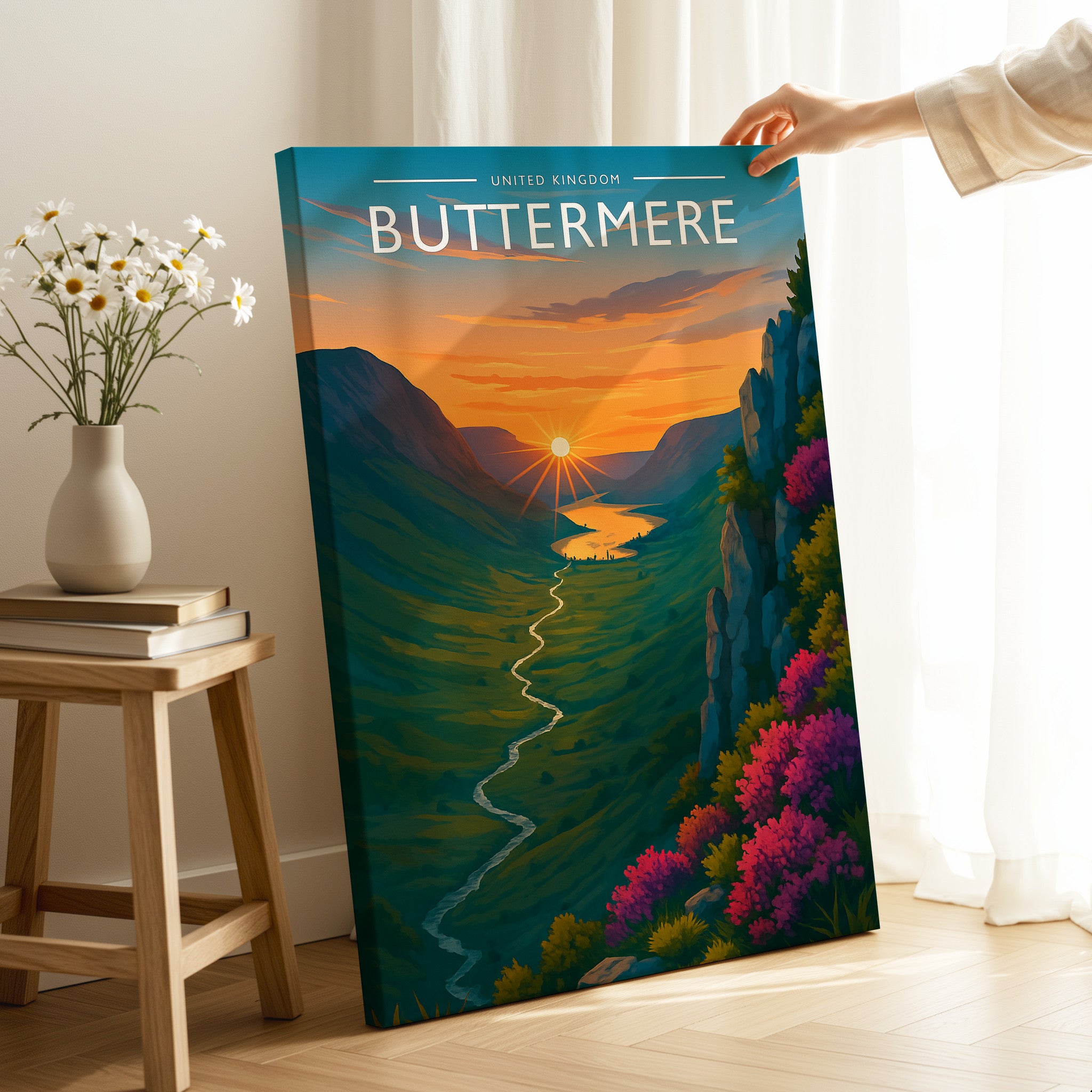 Buttermere Travel Poster as a gallery-wrapped canvas