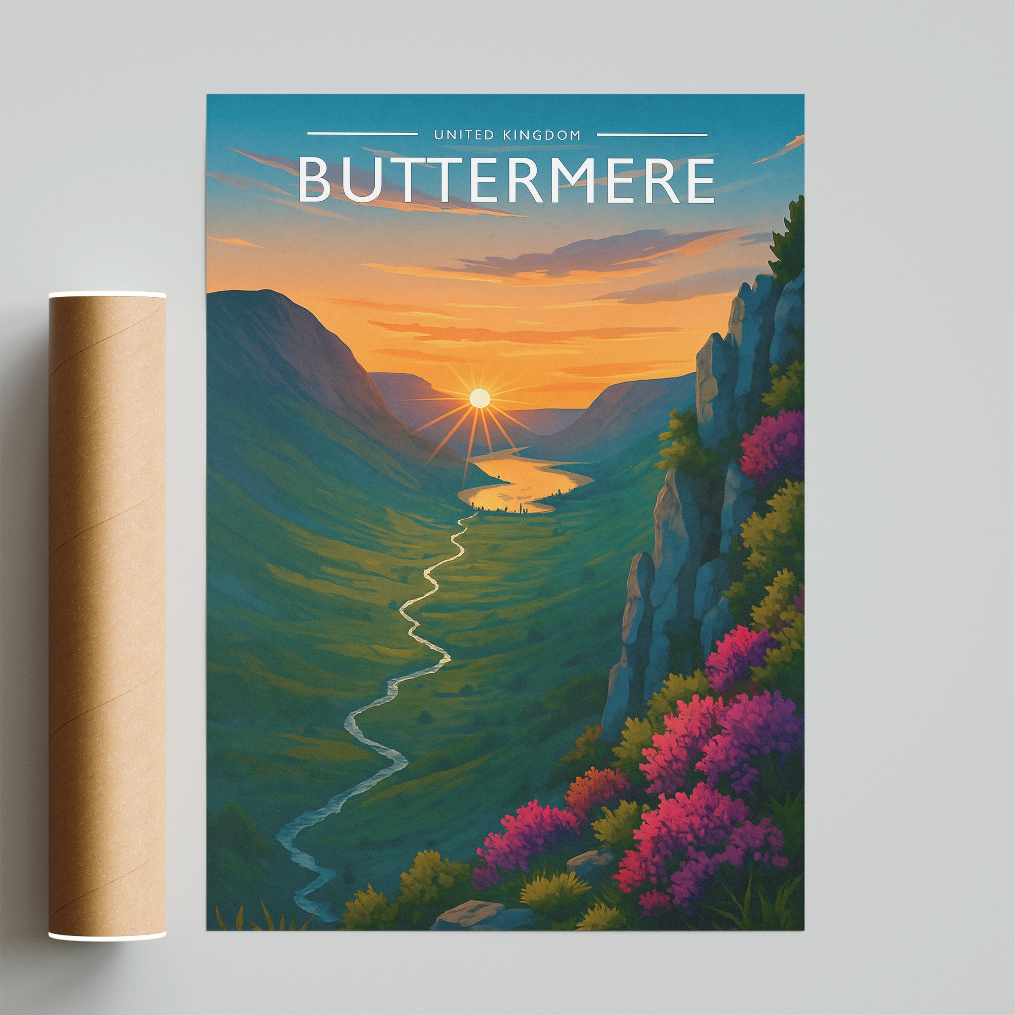 Buttermere Travel Poster - fine art print with shipping tube