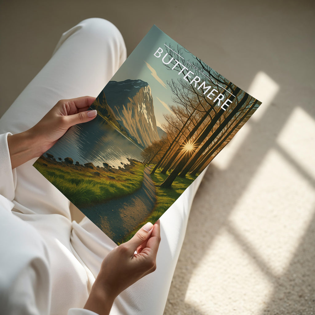 Buttermere #2 Travel Poster - A4 print held in hand