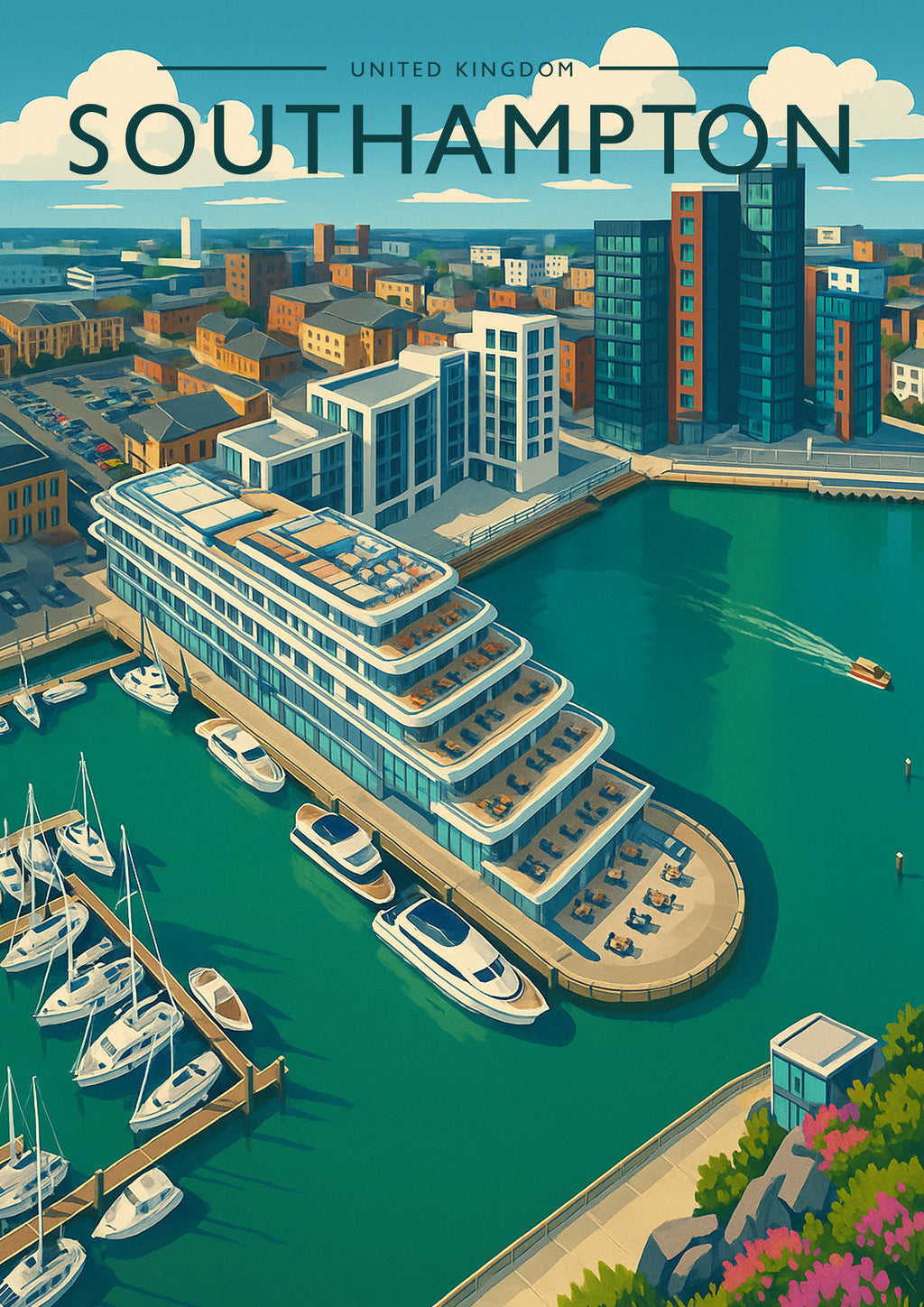 Southampton Travel Poster - A4 travel poster print
