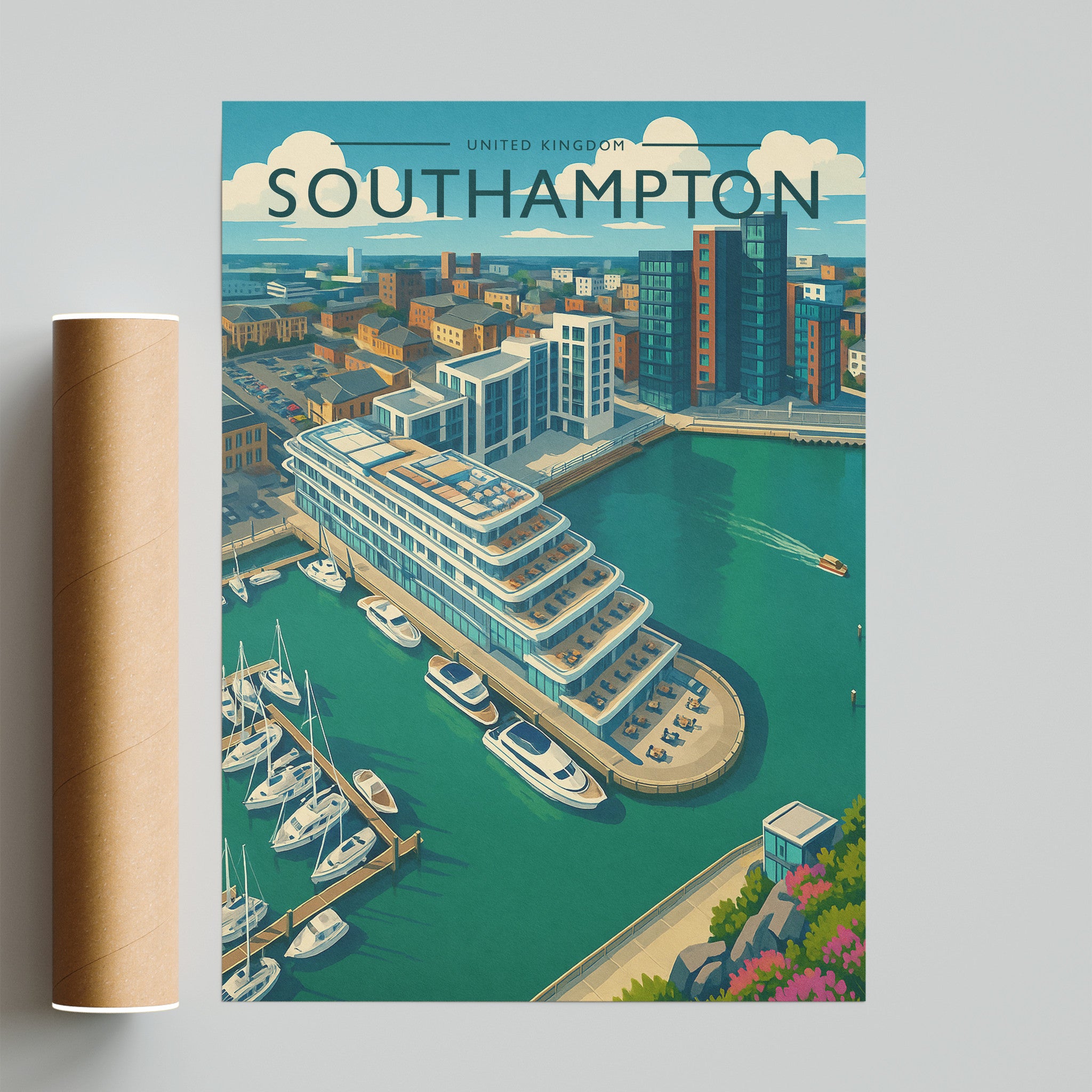 Southampton Travel Poster - fine art print with shipping tube