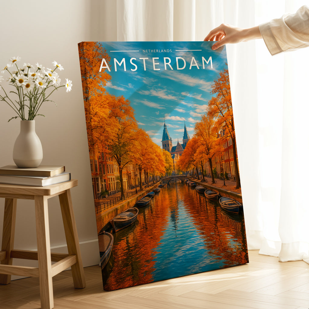 Amsterdam Travel Poster as a gallery-wrapped canvas