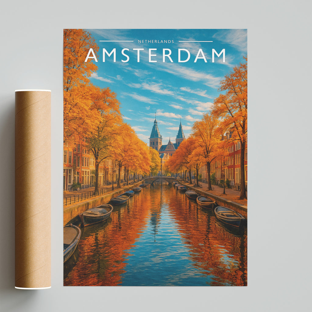 Amsterdam Travel Poster - fine art print with shipping tube