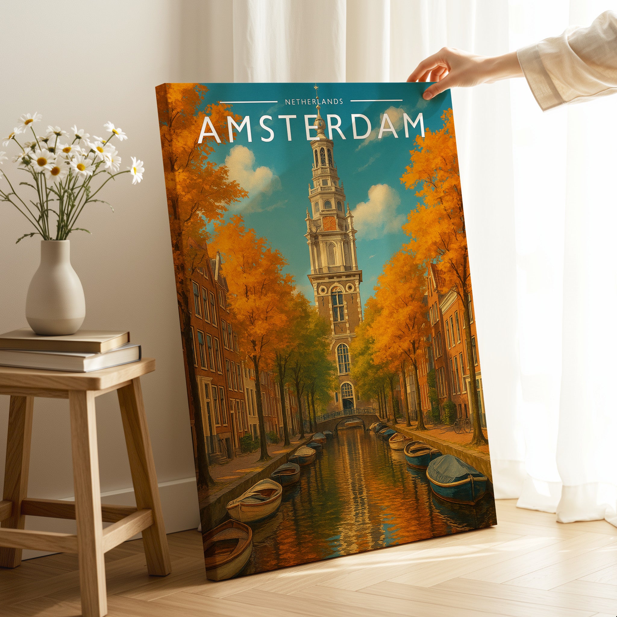 Amsterdam #2 Travel Poster as a gallery-wrapped canvas