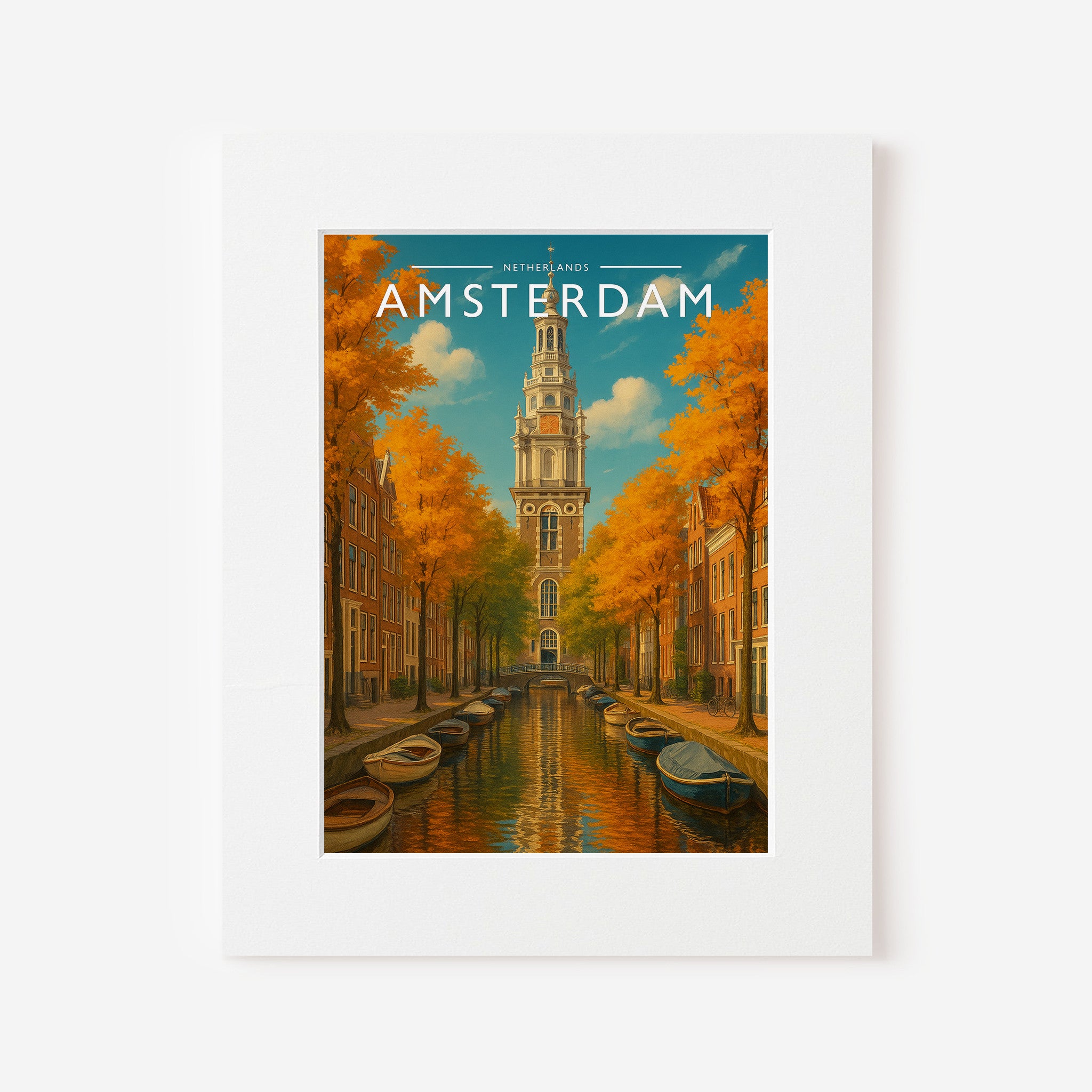 Amsterdam #2 Travel Poster in a white mount