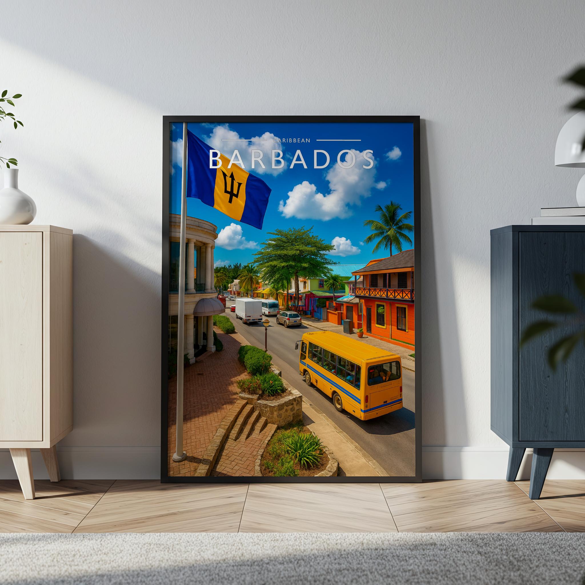 Barbados #2 Travel Poster in a black frame