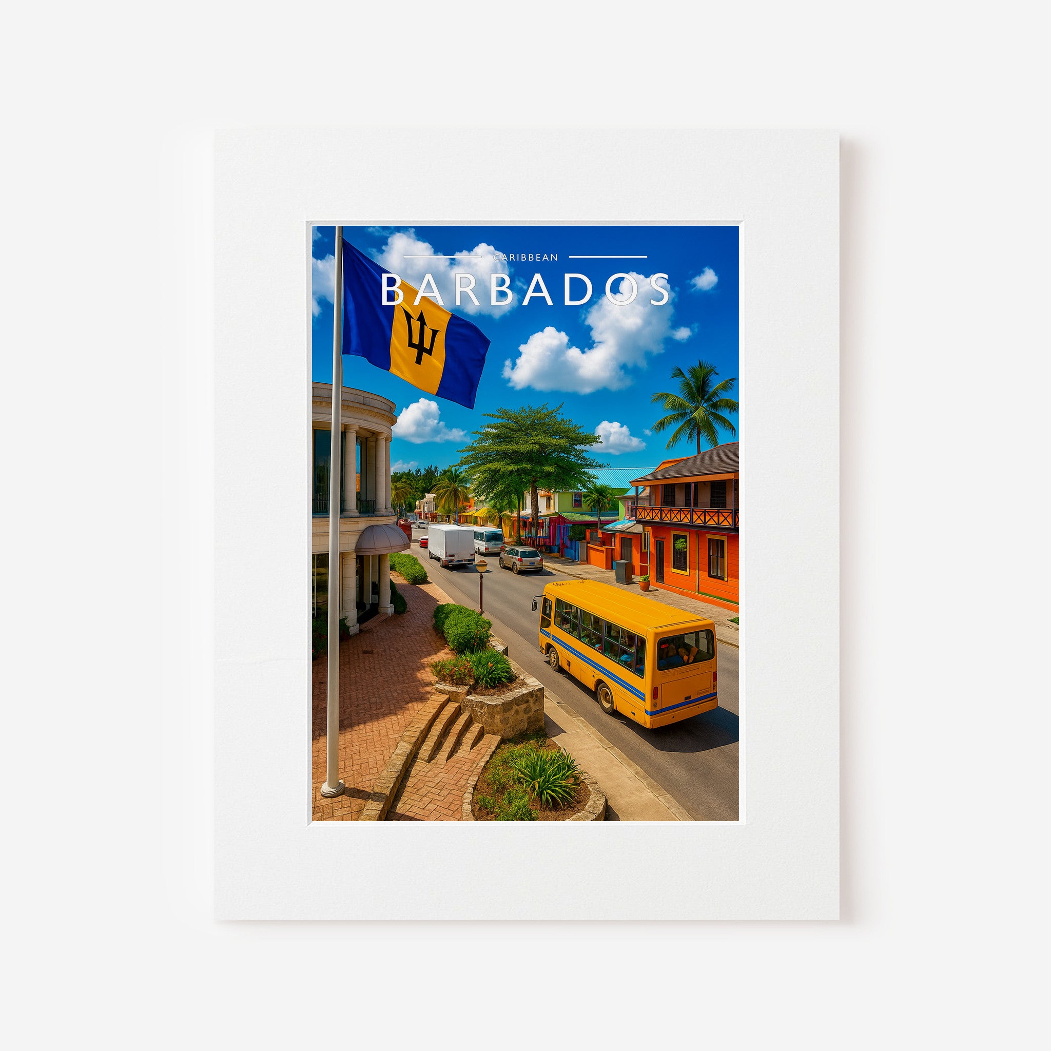 Barbados #2 Travel Poster in a white mount