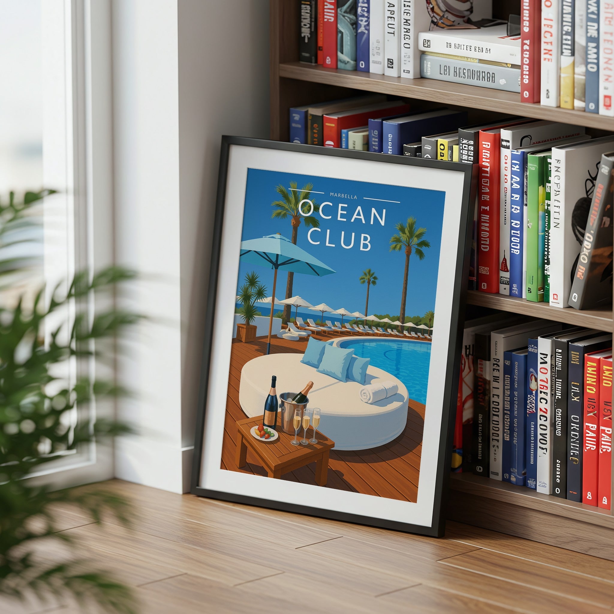 Marbella #2 Travel Poster mounted in a black frame