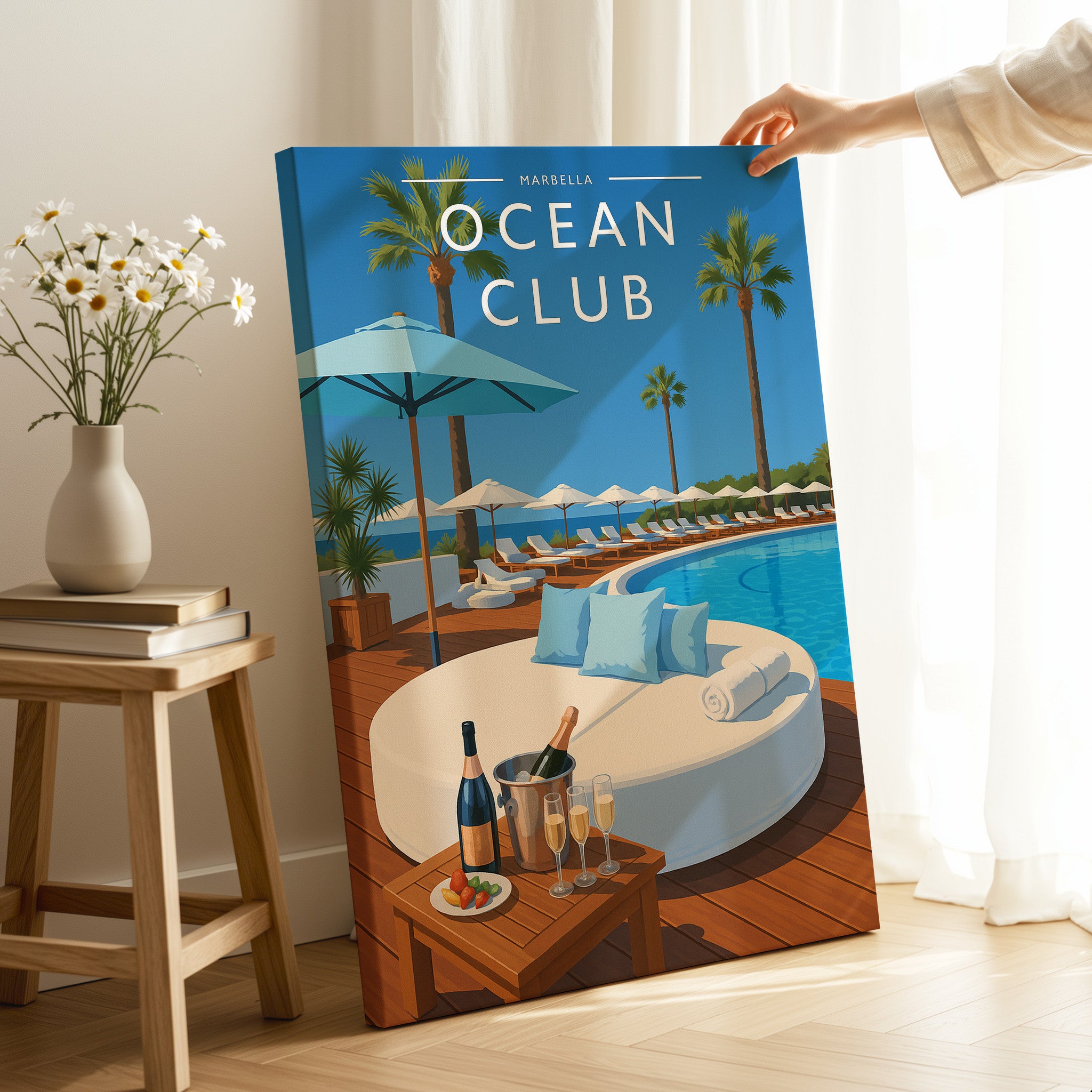 Marbella #2 Travel Poster as a gallery-wrapped canvas
