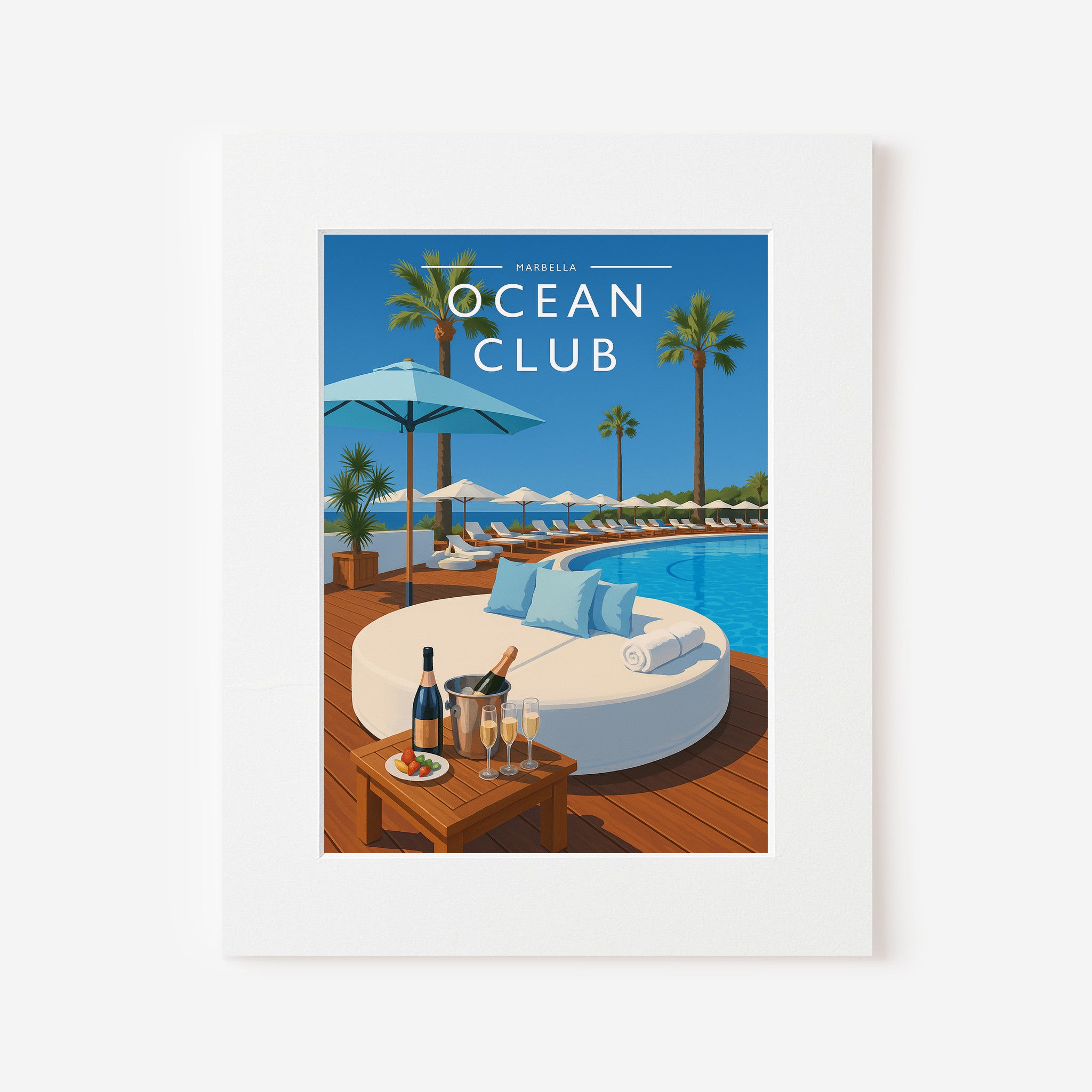 Marbella #2 Travel Poster in a white mount