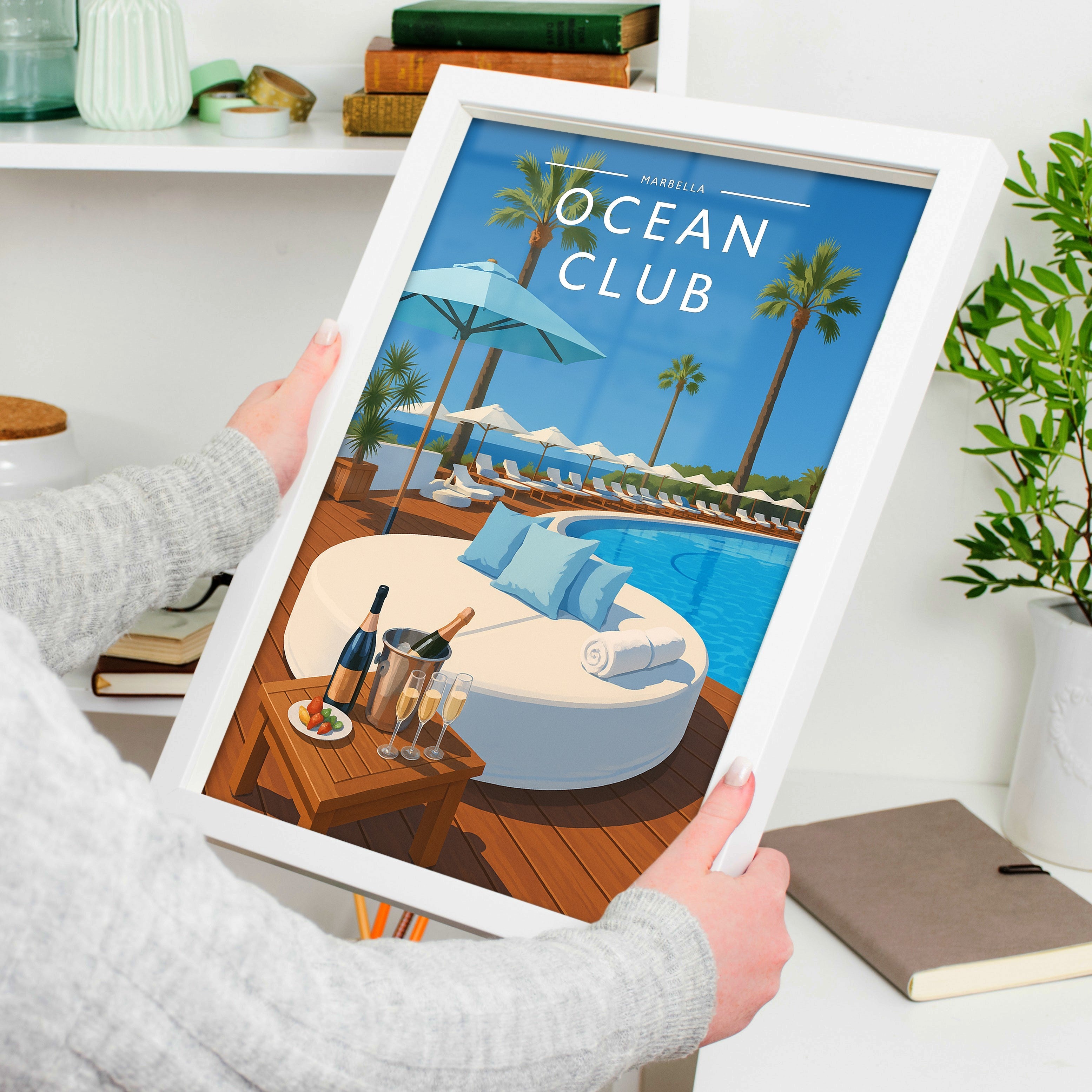 Marbella #2 Travel Poster held in a white frame