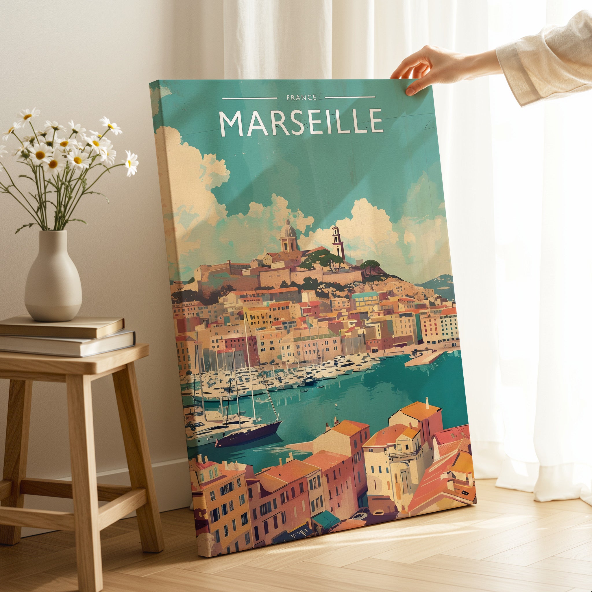Marseille Travel Poster as a gallery-wrapped canvas