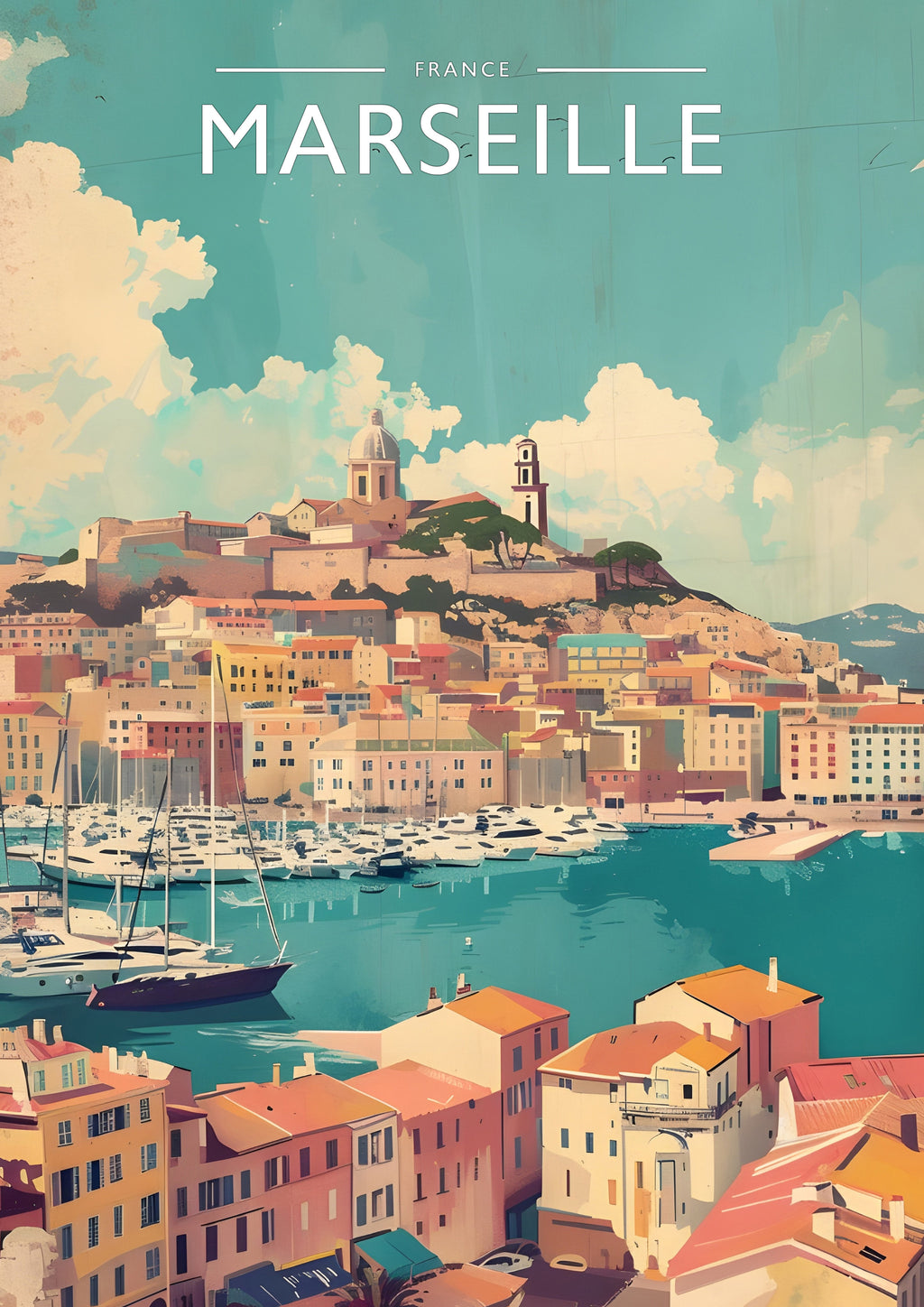 Marseille Travel Poster - A4 travel poster print