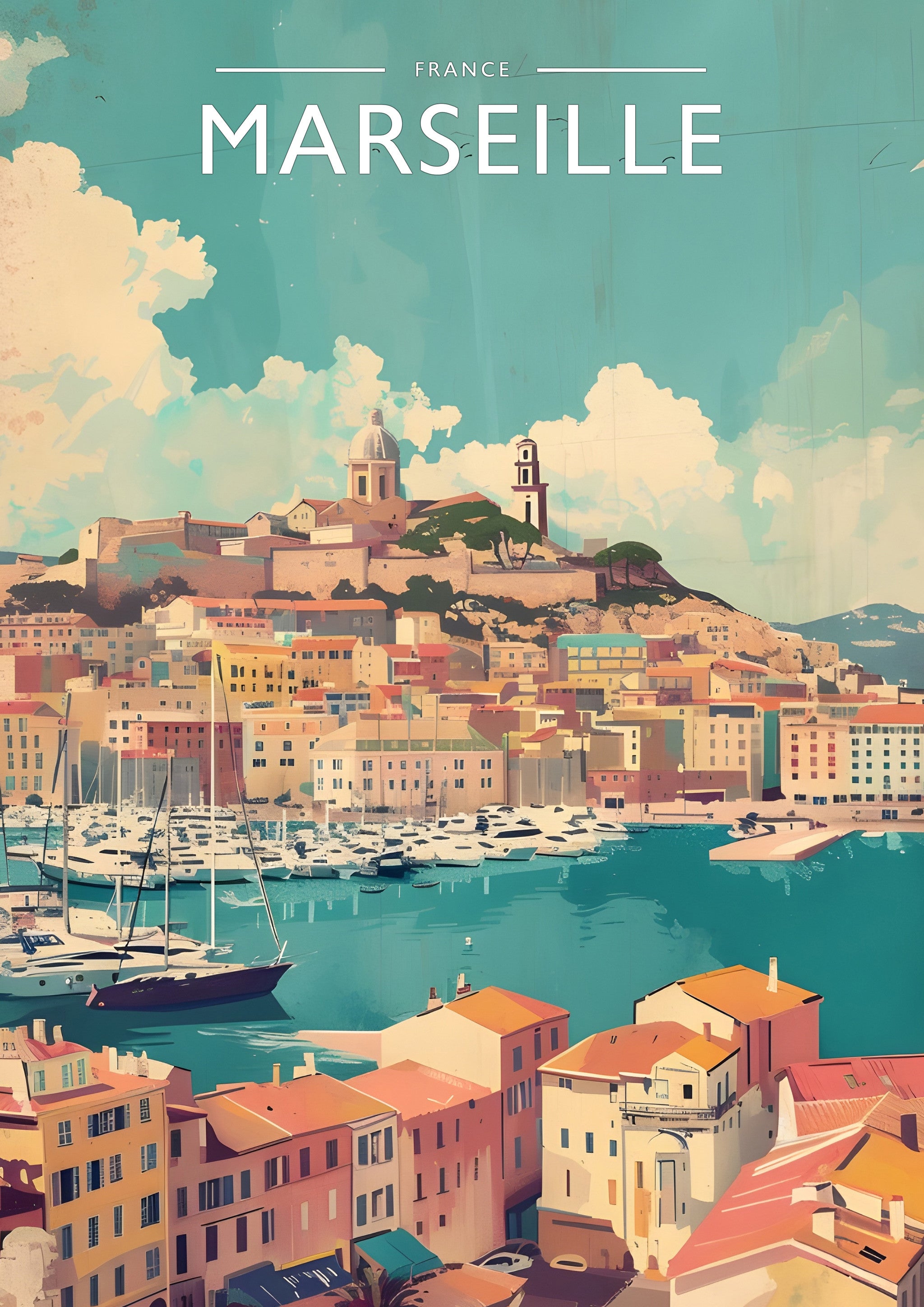 Marseille Travel Poster - A4 travel poster print
