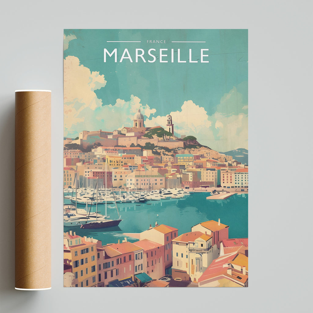 Marseille Travel Poster - fine art print with shipping tube