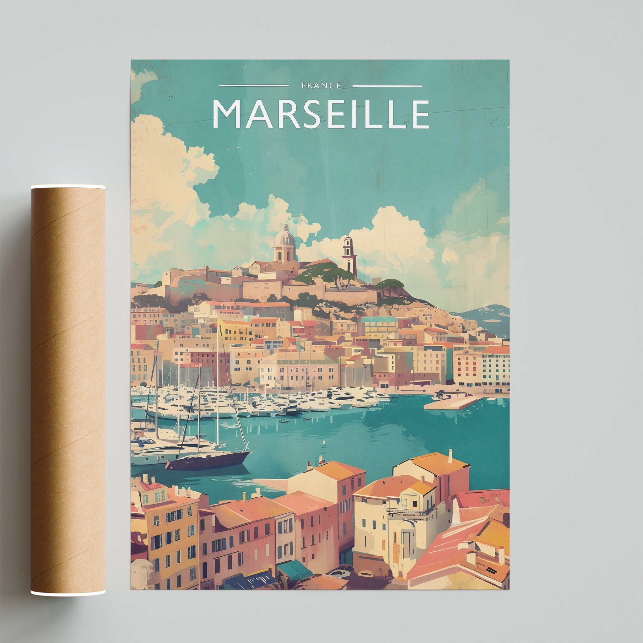 Marseille Travel Poster - fine art print with shipping tube
