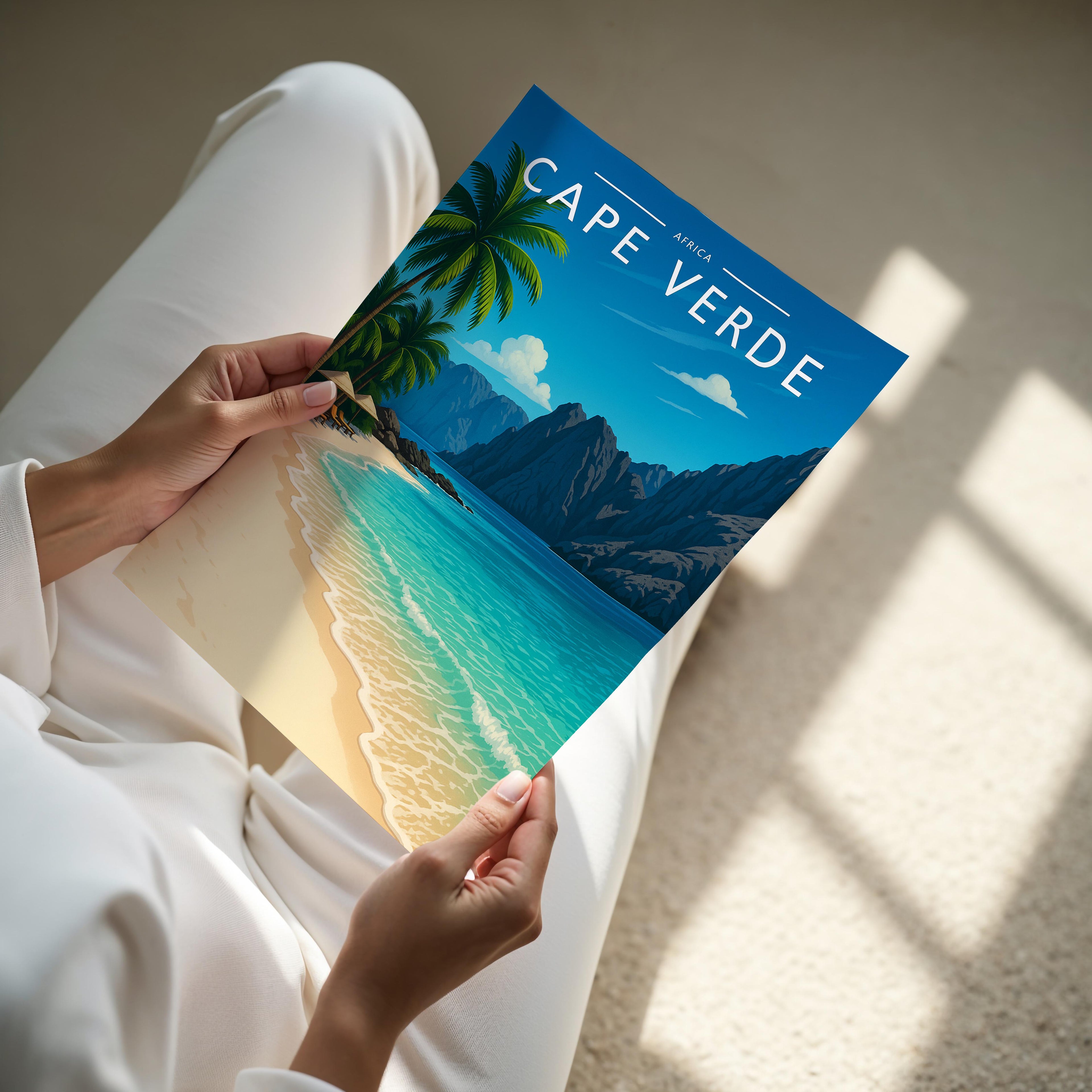 Cape Verde Travel Poster - A4 print held in hand