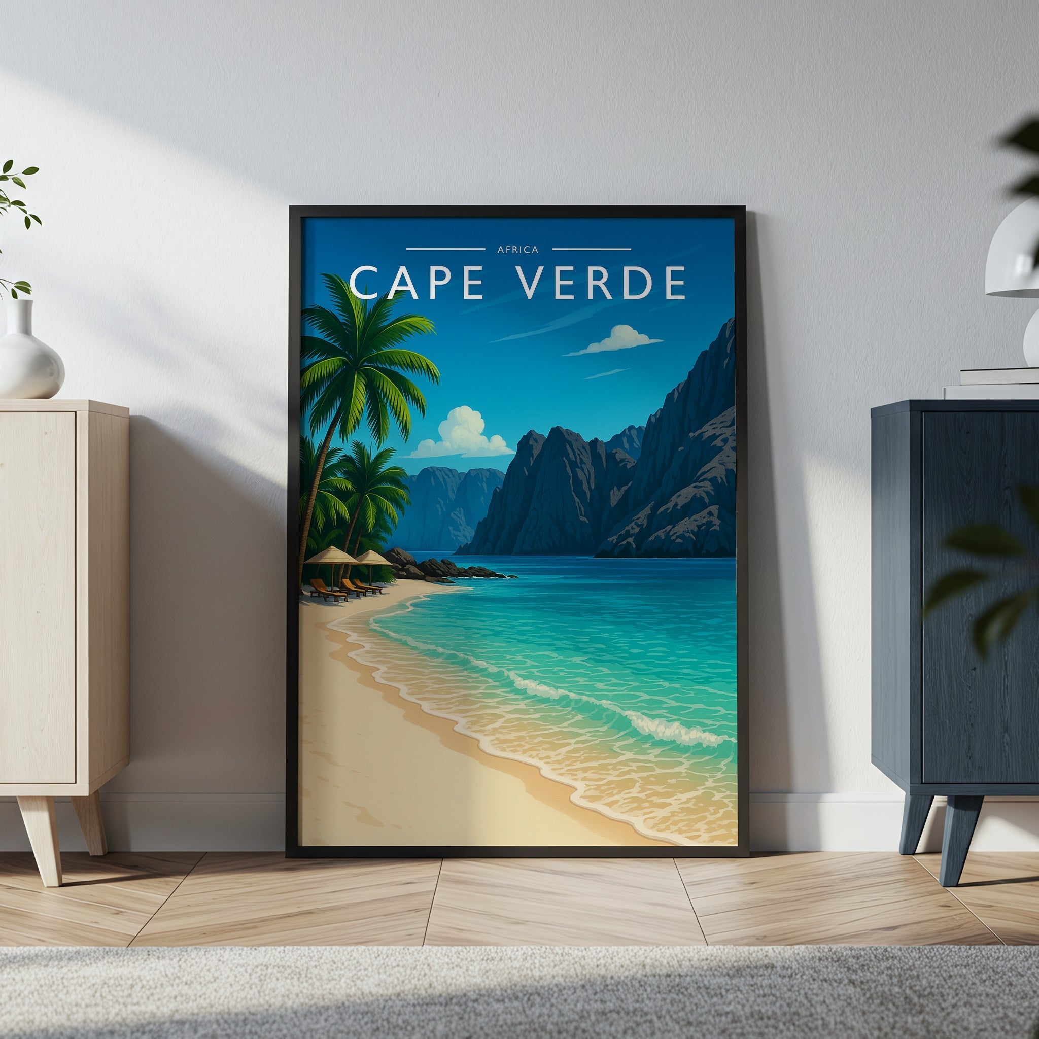 Cape Verde Travel Poster in a black frame