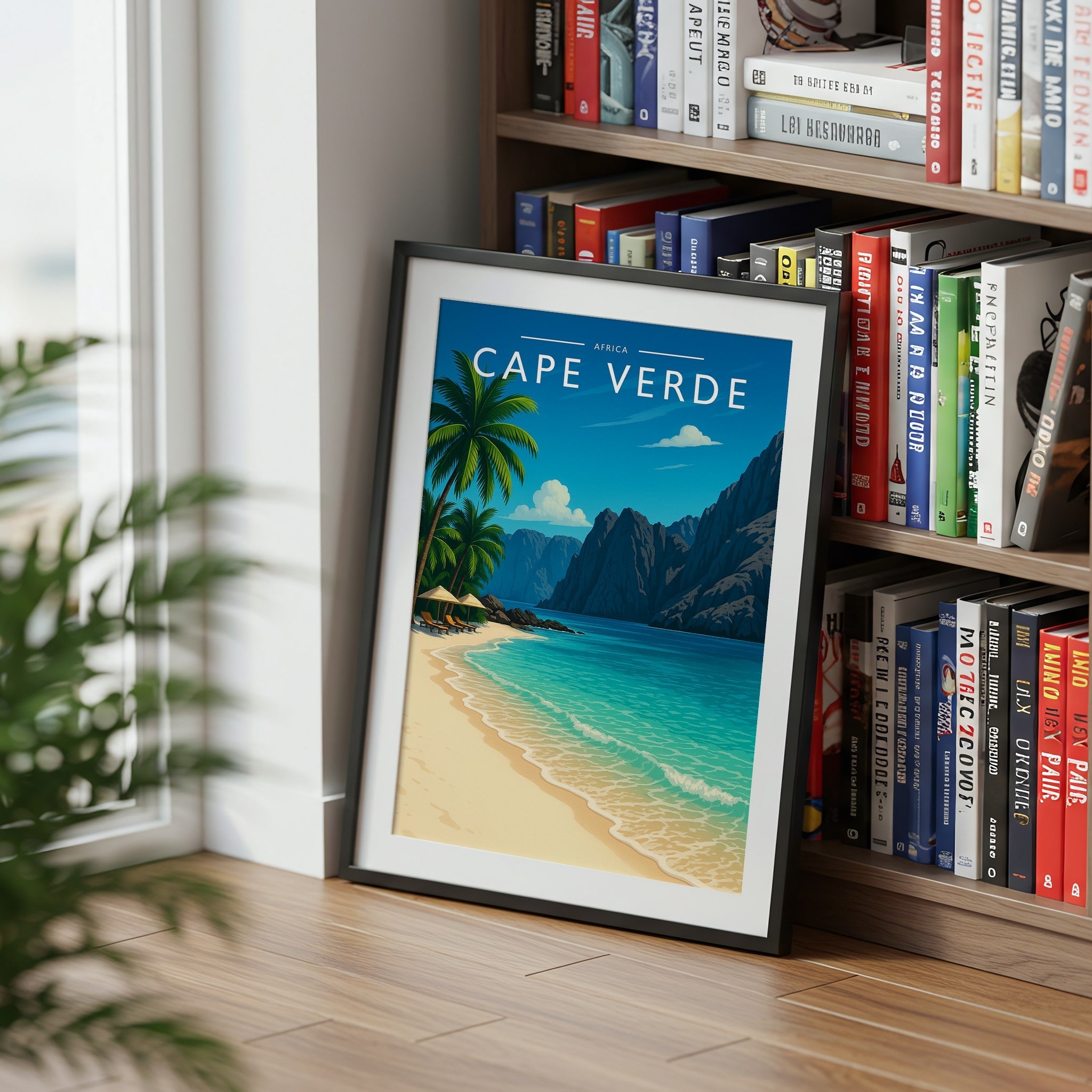 Cape Verde Travel Poster mounted in a black frame