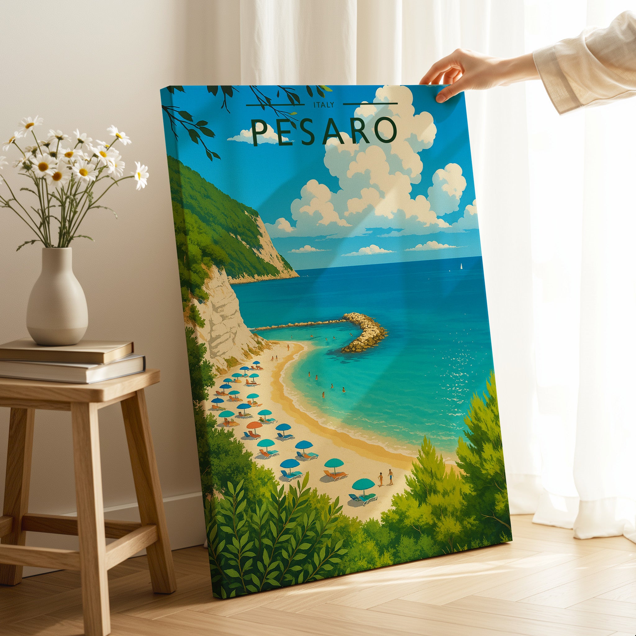 Pesaro Travel Poster as a gallery-wrapped canvas
