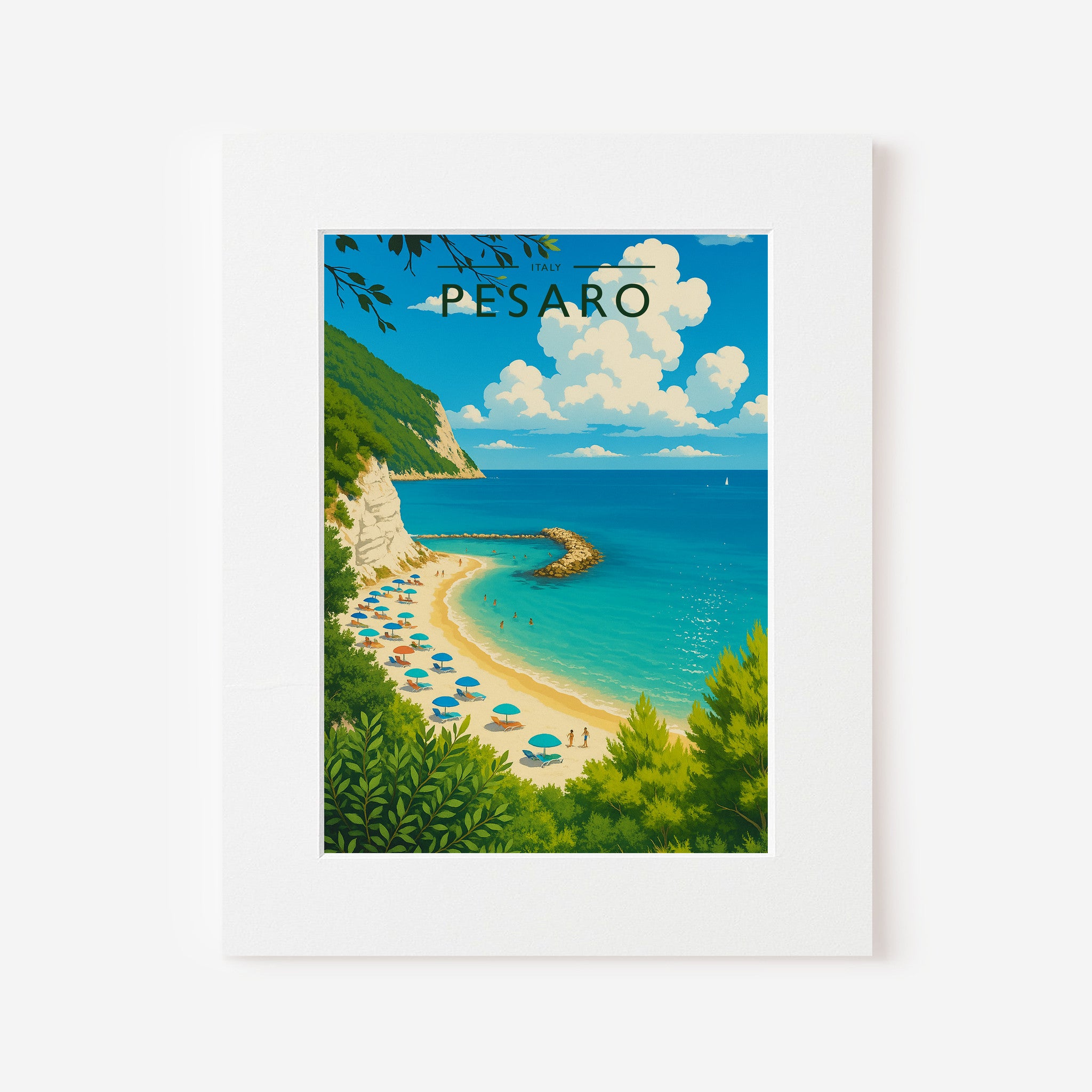 Pesaro Travel Poster in a white mount