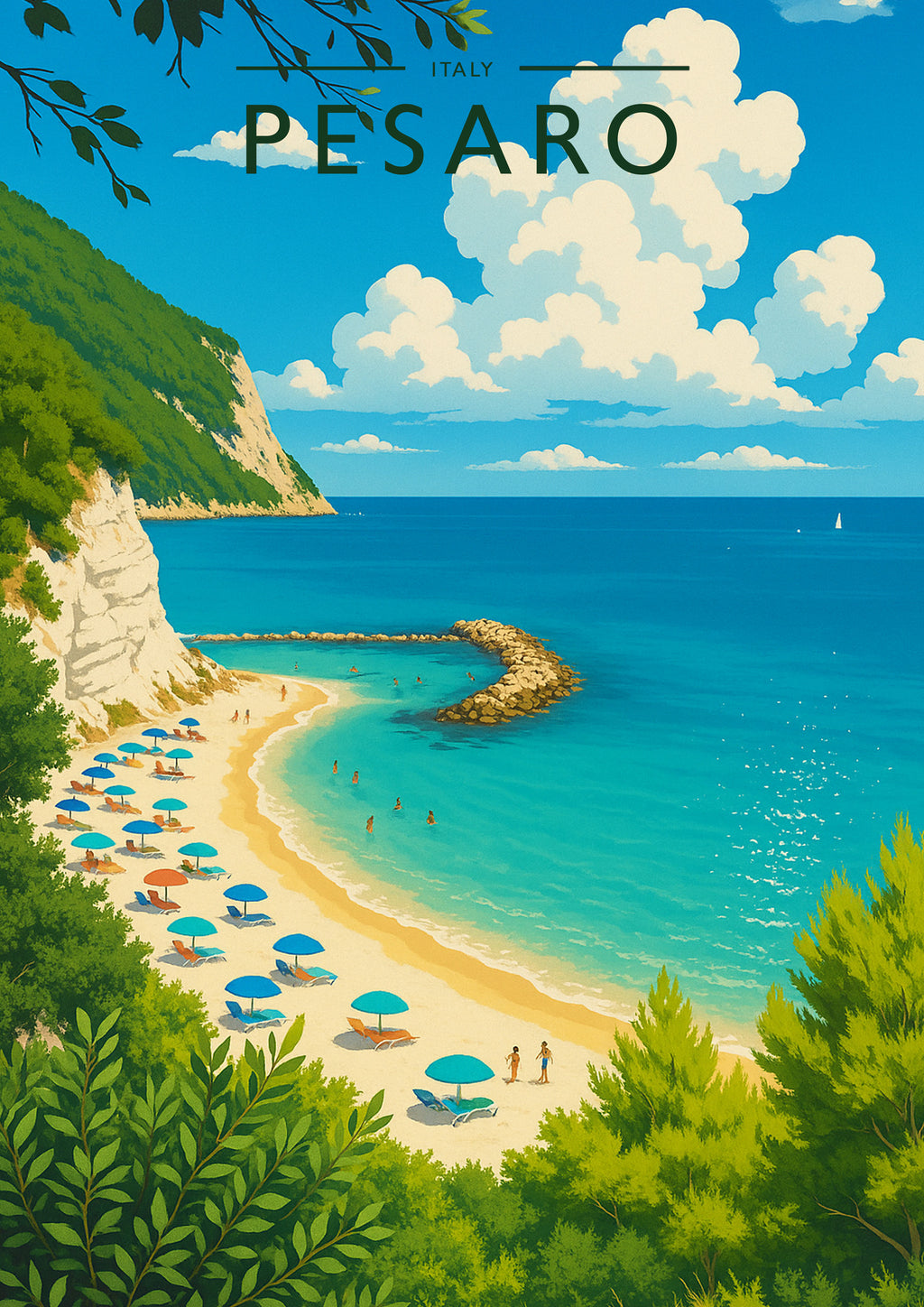 Pesaro Travel Poster - A4 travel poster print