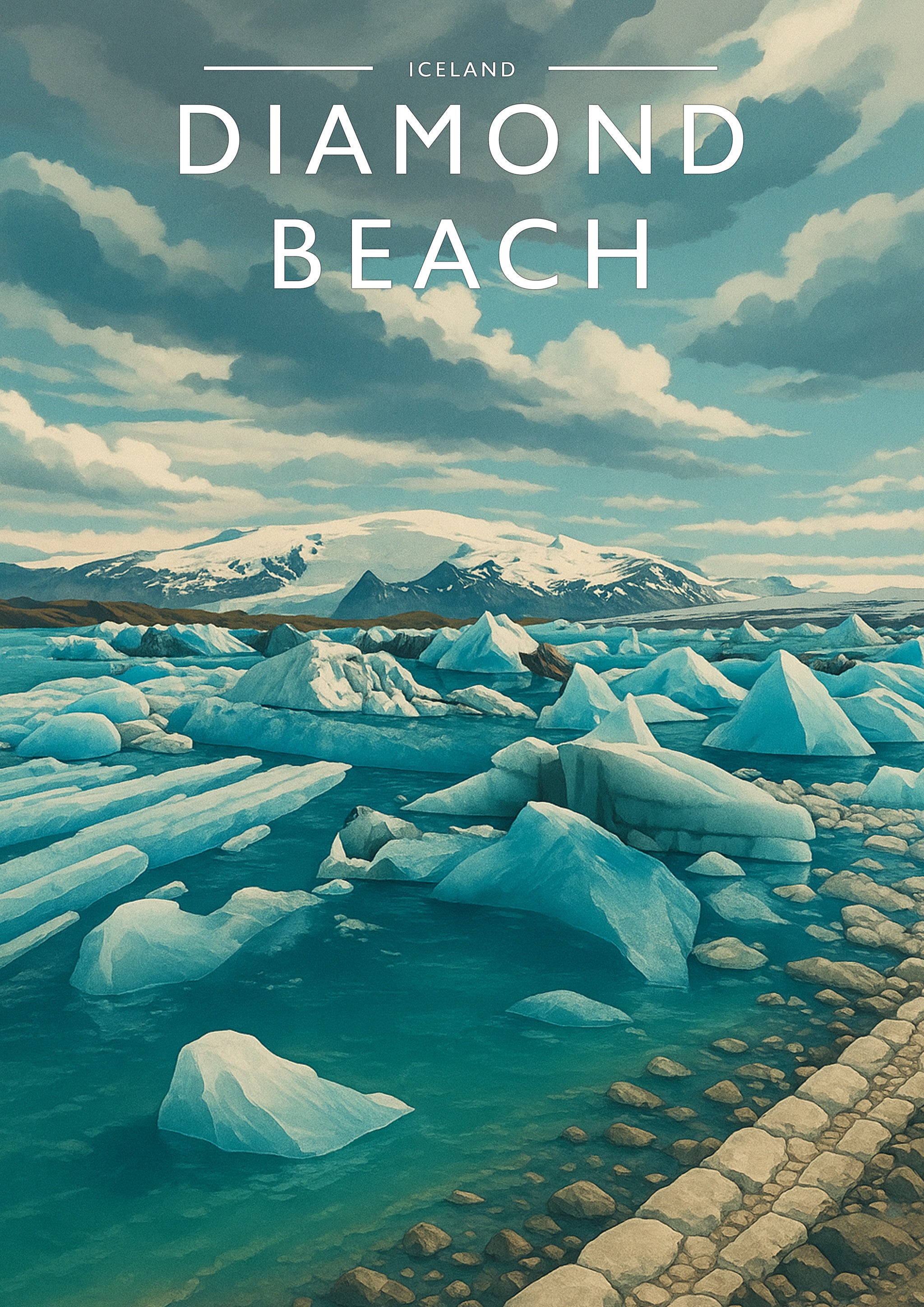 Diamond Beach Travel Poster - A4 travel poster print