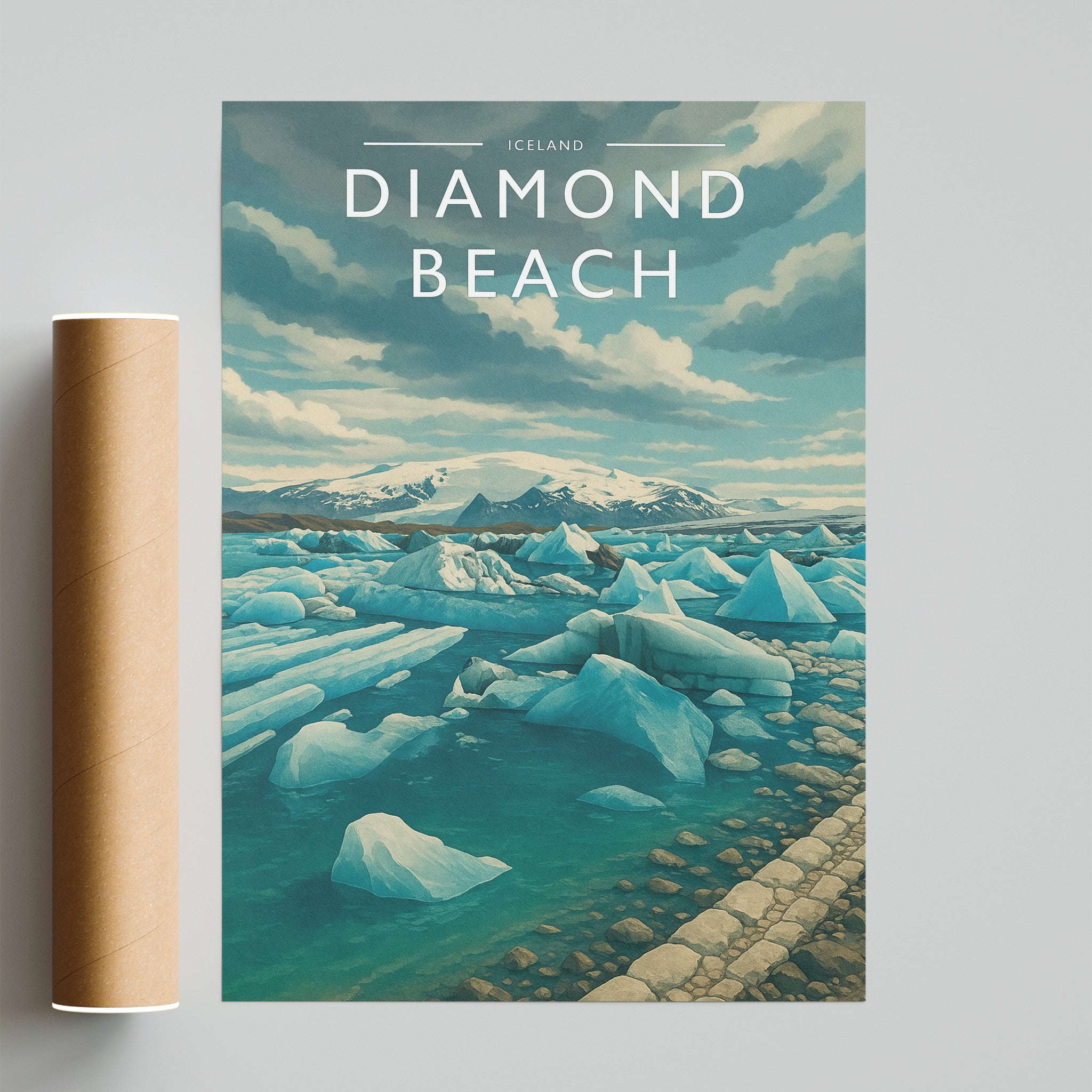 Diamond Beach Travel Poster - fine art print with shipping tube