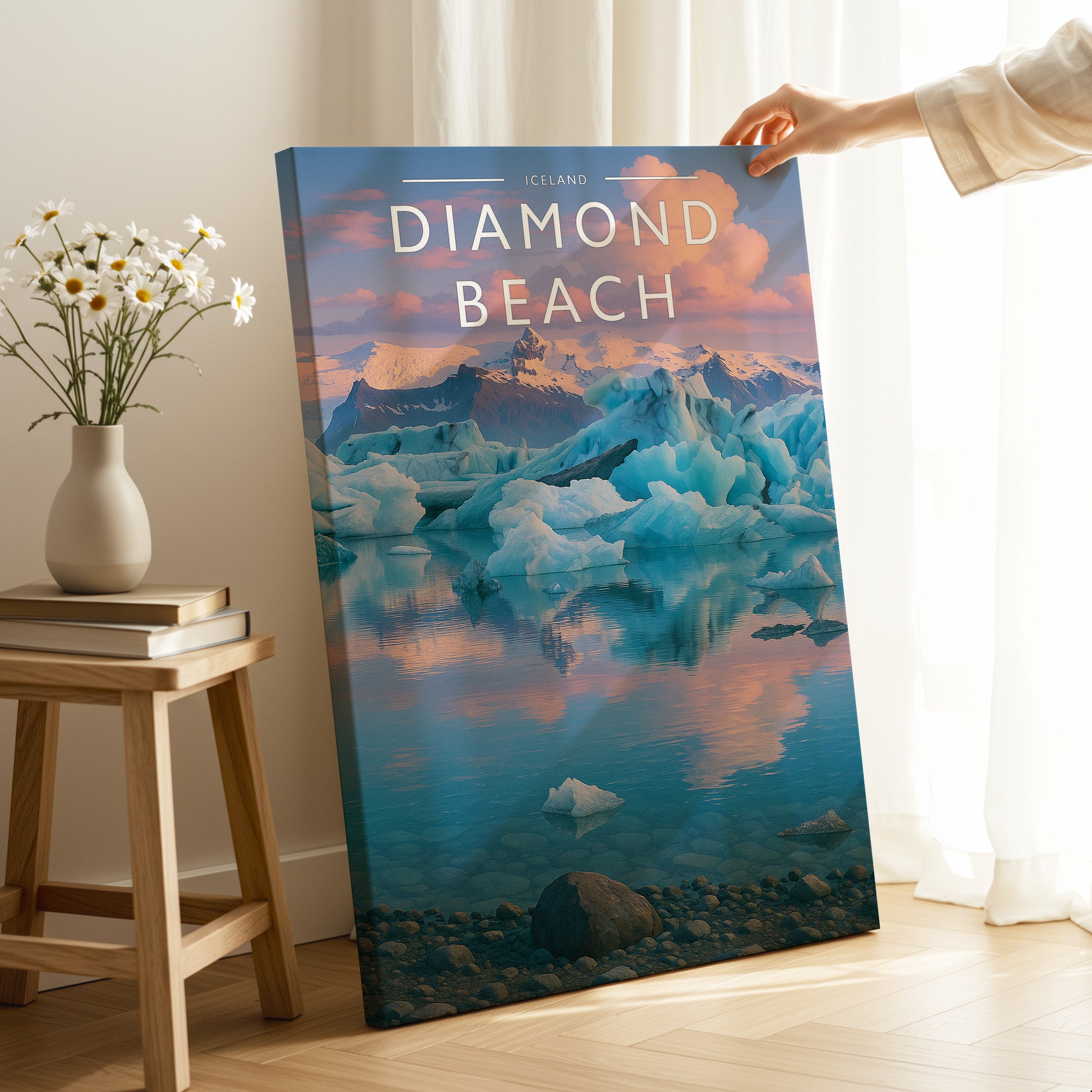 Diamond Beach #2 Travel Poster as a gallery-wrapped canvas