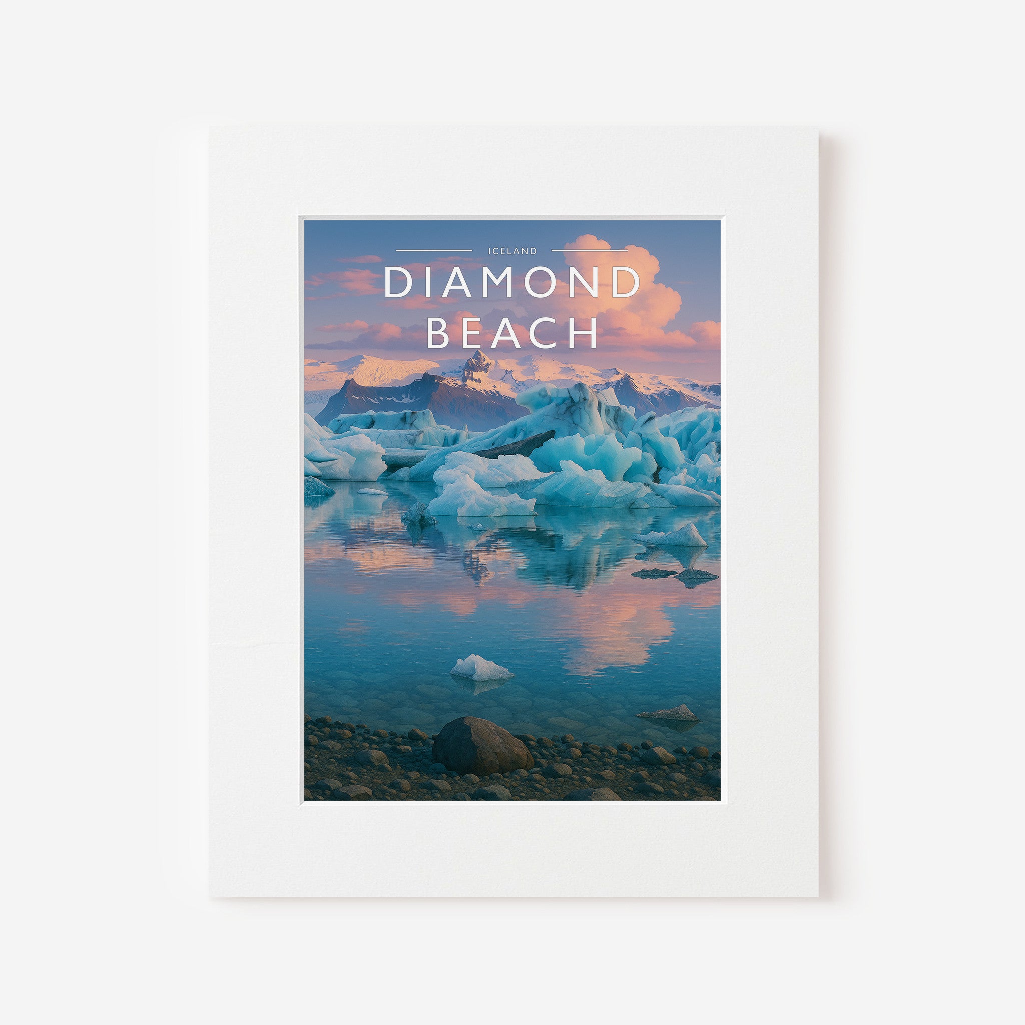 Diamond Beach #2 Travel Poster in a white mount