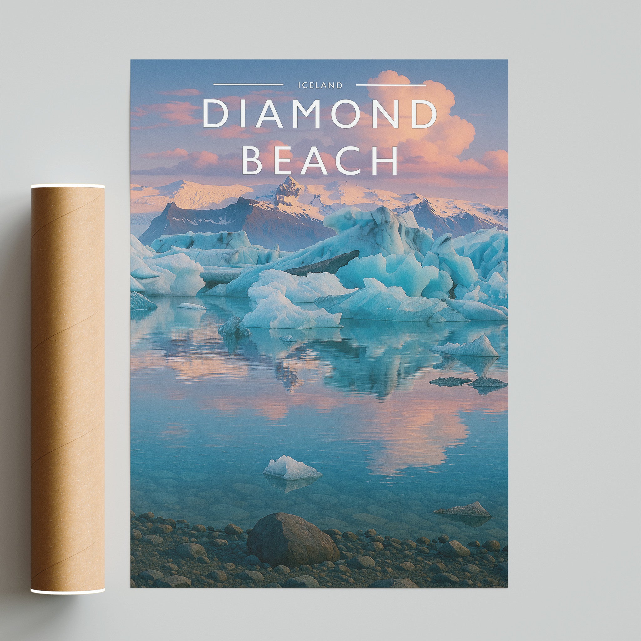 Diamond Beach #2 Travel Poster - fine art print with shipping tube