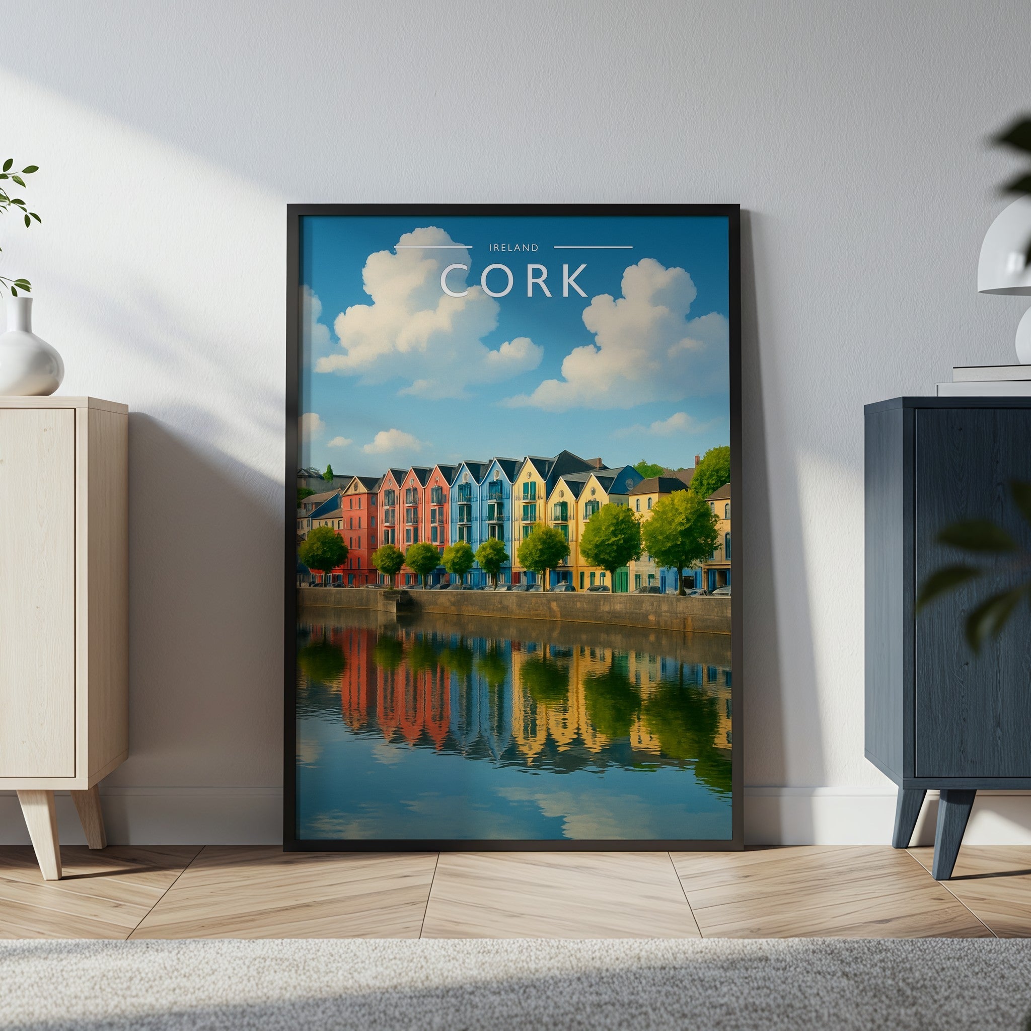 Cork Travel Poster in a black frame