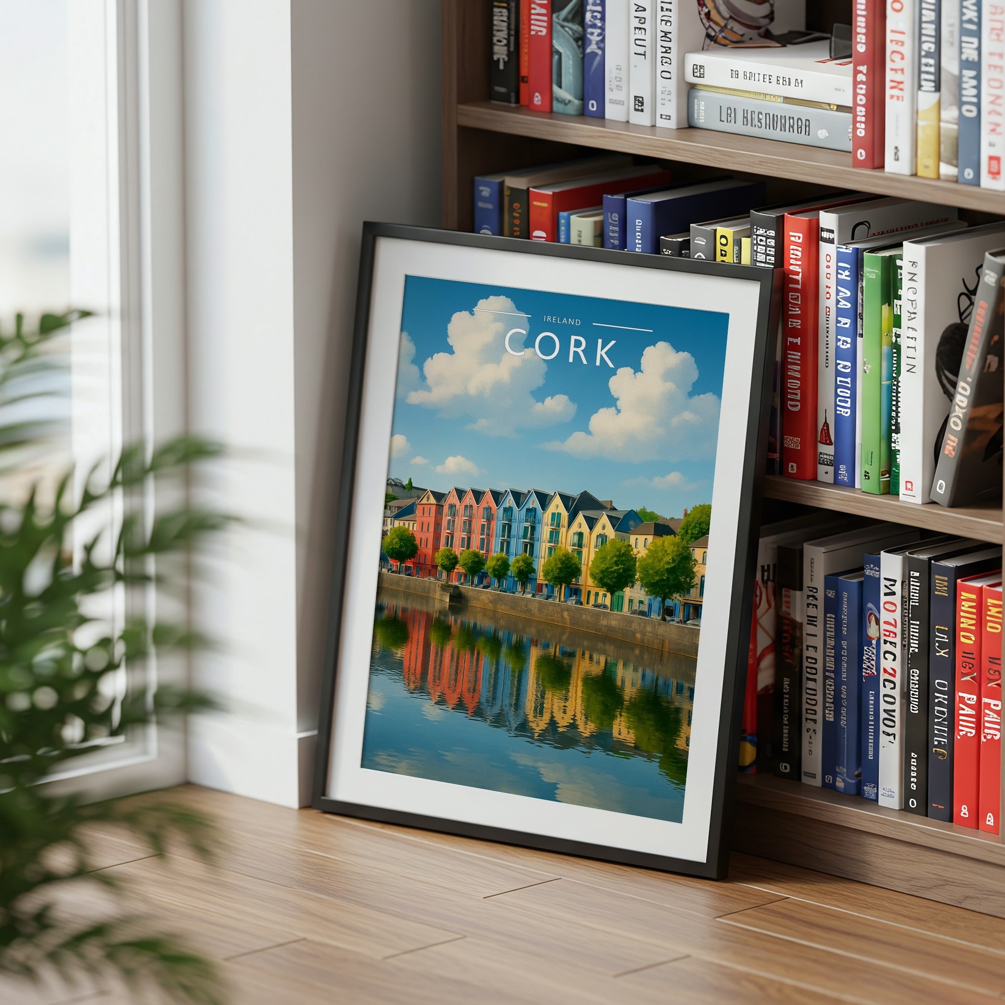 Cork Travel Poster mounted in a black frame