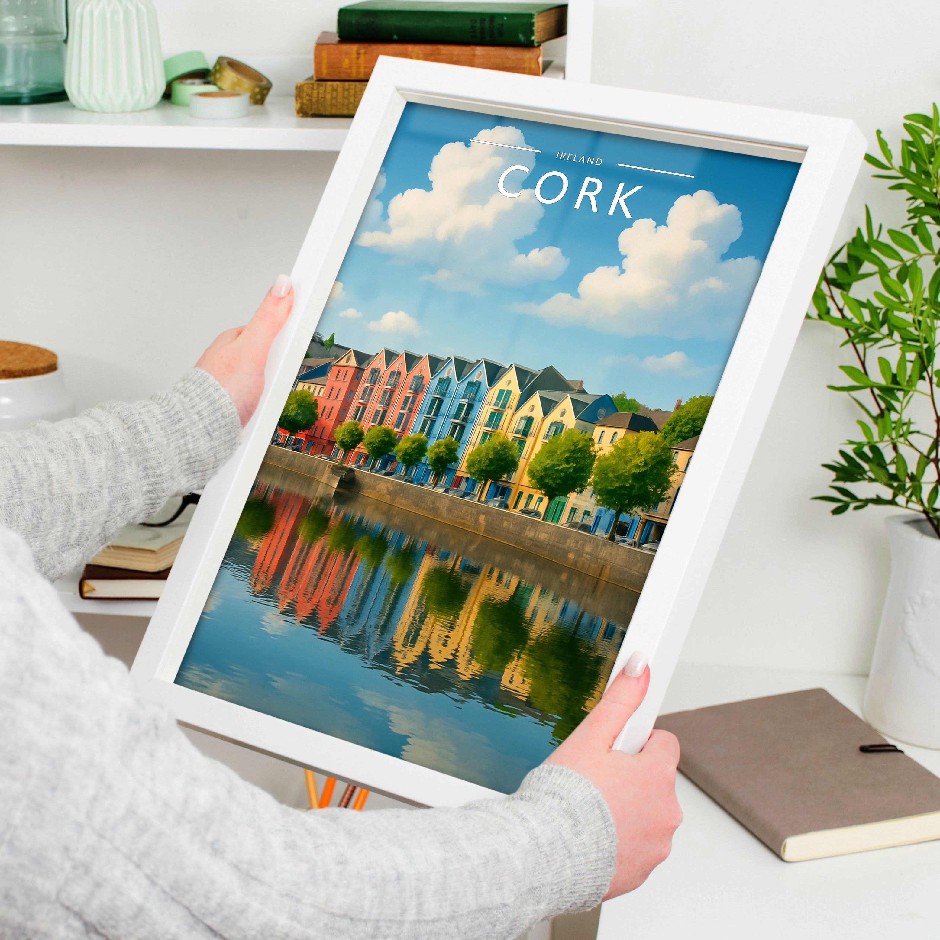 Cork Travel Poster held in a white frame