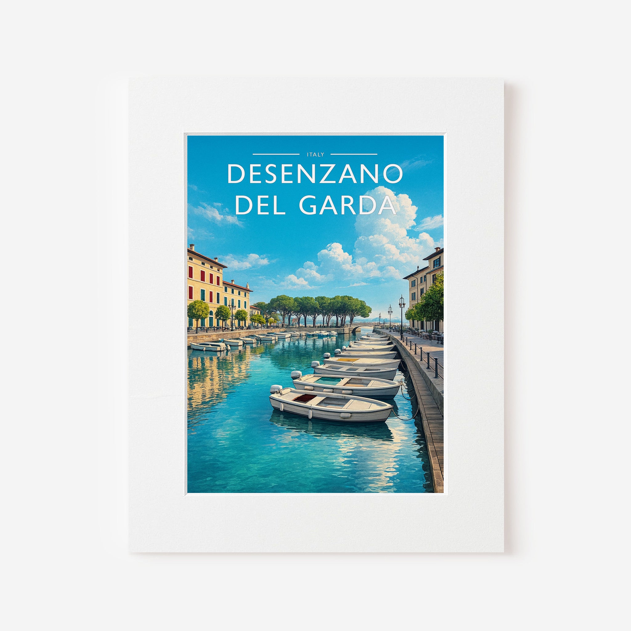 Desenzano del Garda Travel Poster in a white mount
