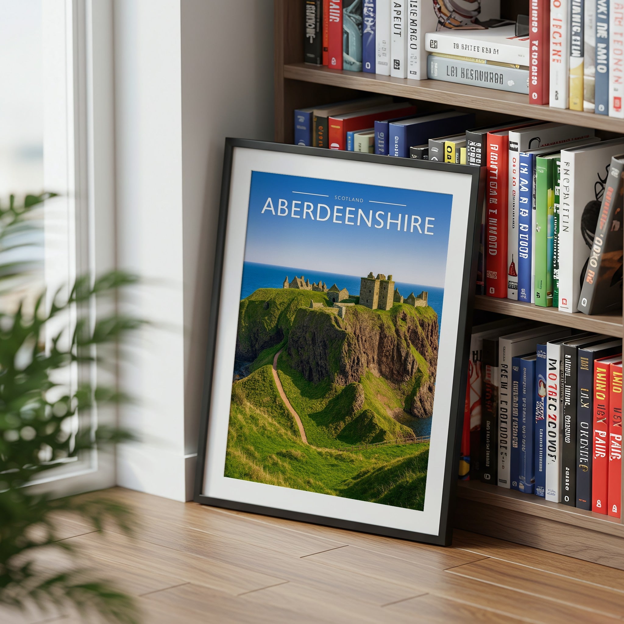 Aberdeenshire Travel Poster mounted in a black frame
