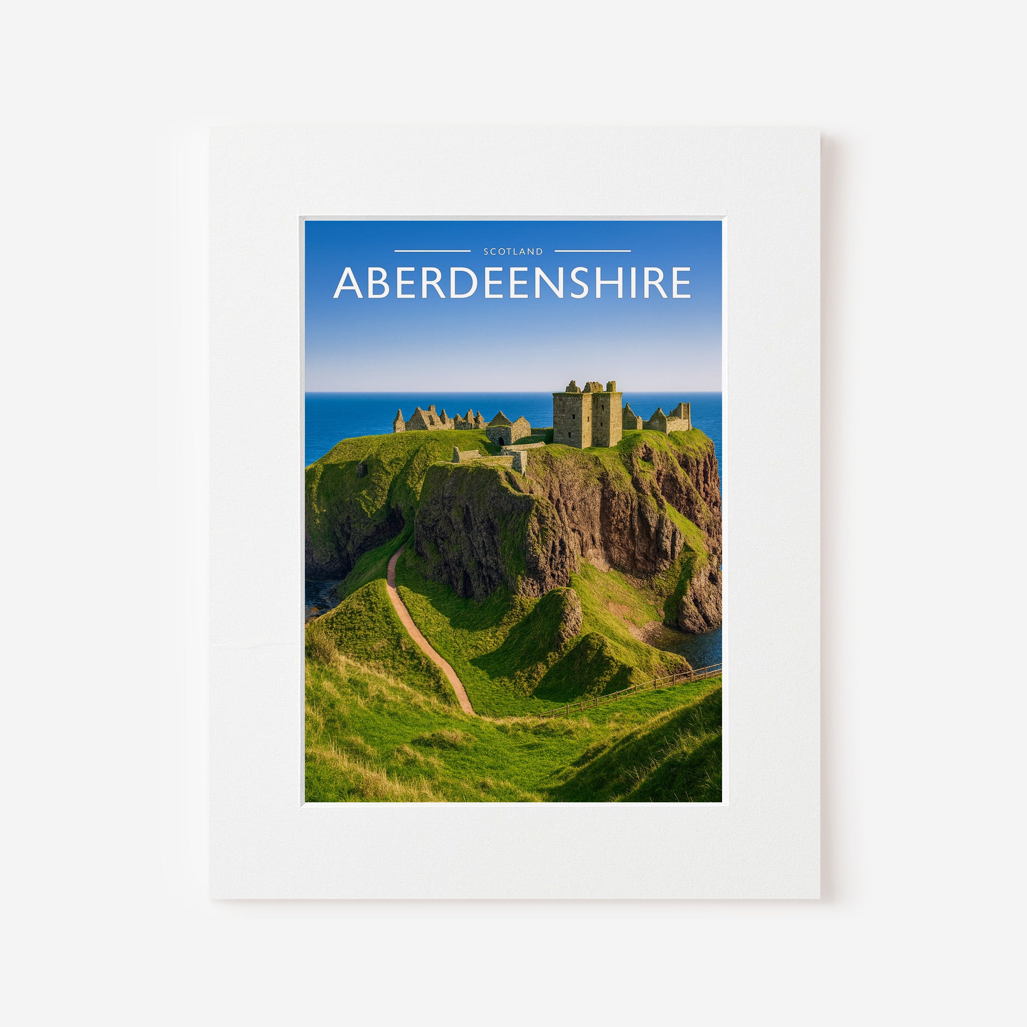 Aberdeenshire Travel Poster in a white mount