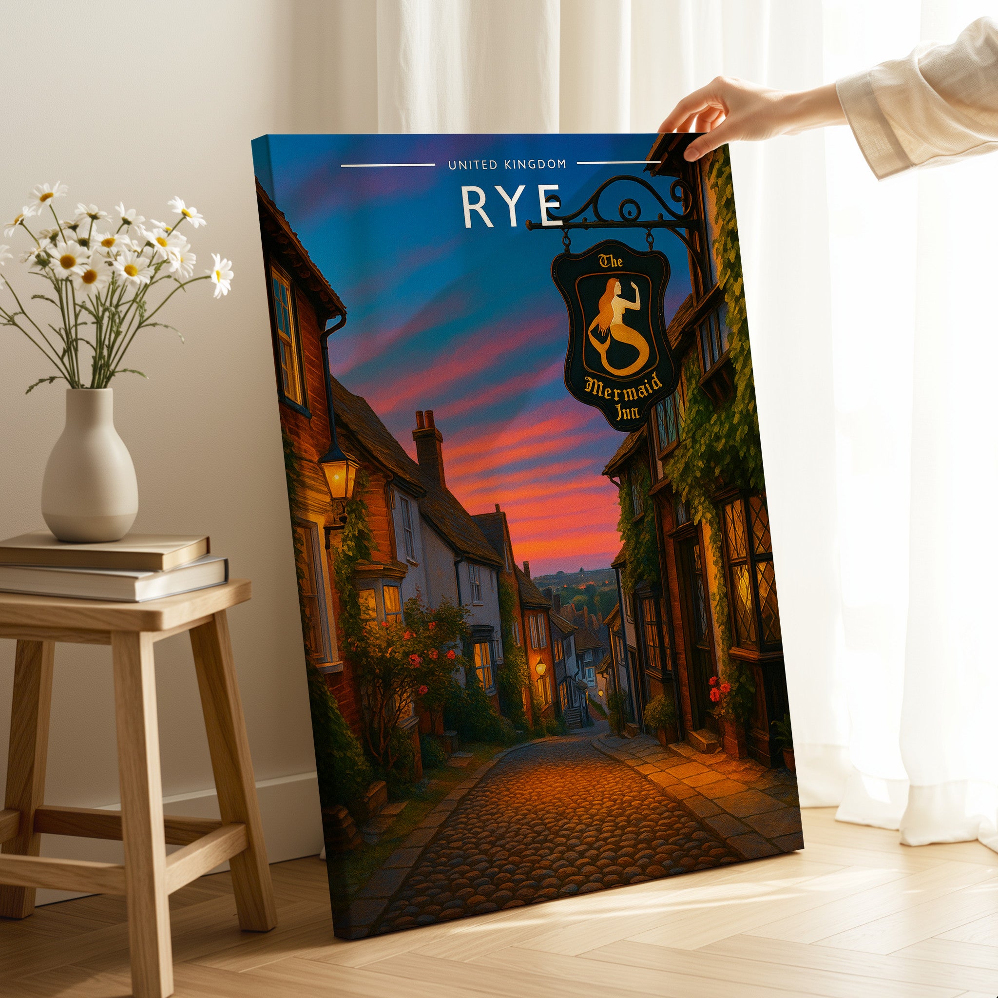 Rye Travel Poster as a gallery-wrapped canvas