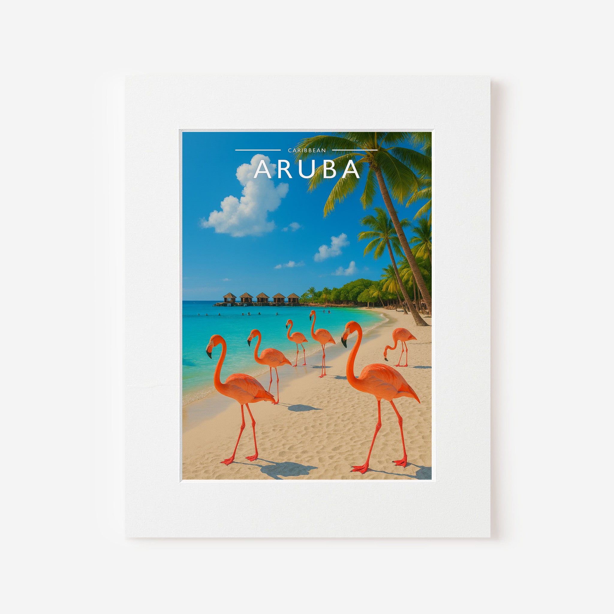Aruba Travel Poster in a white mount