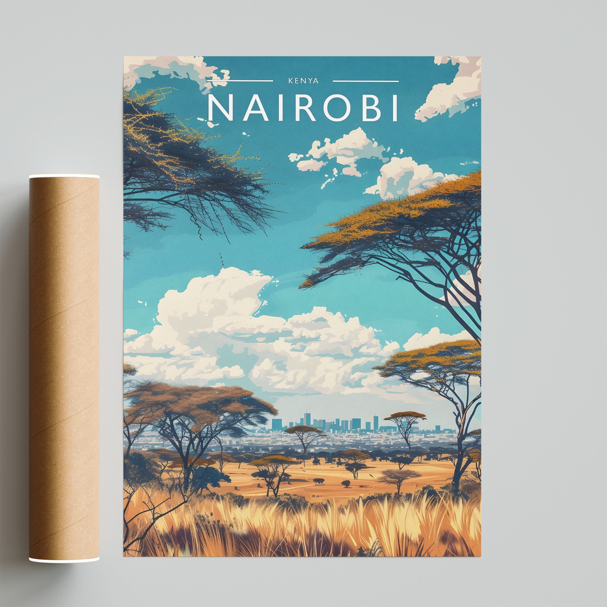 Nairobi Travel Poster - fine art print with shipping tube