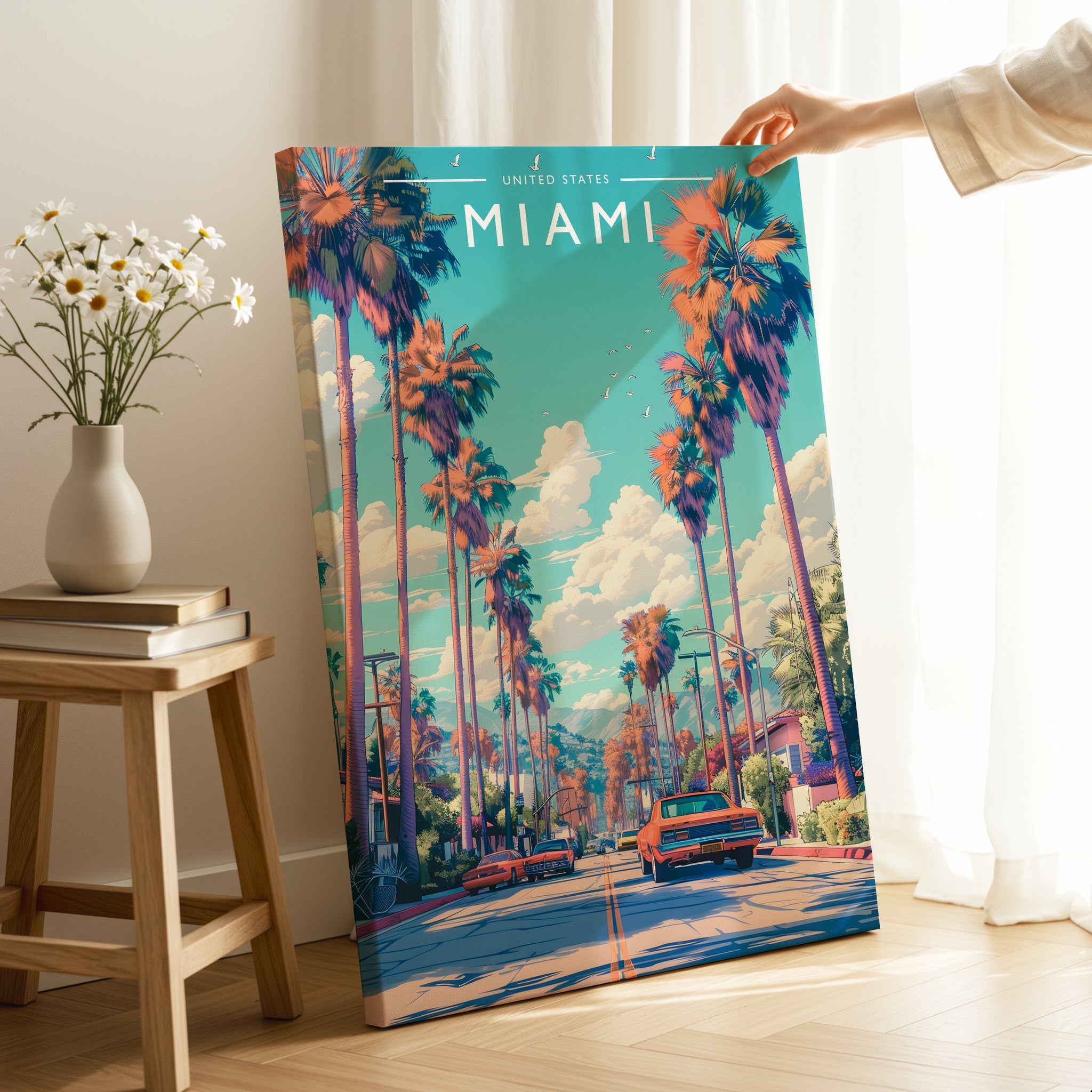 Miami Travel Poster as a gallery-wrapped canvas