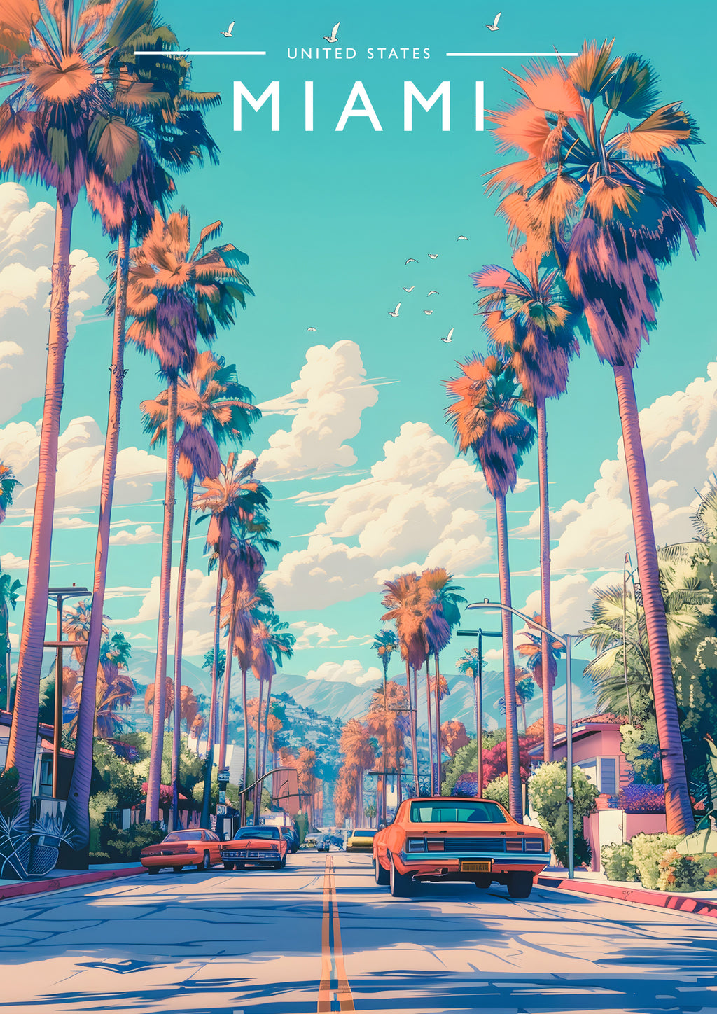 Miami Travel Poster - A4 travel poster print