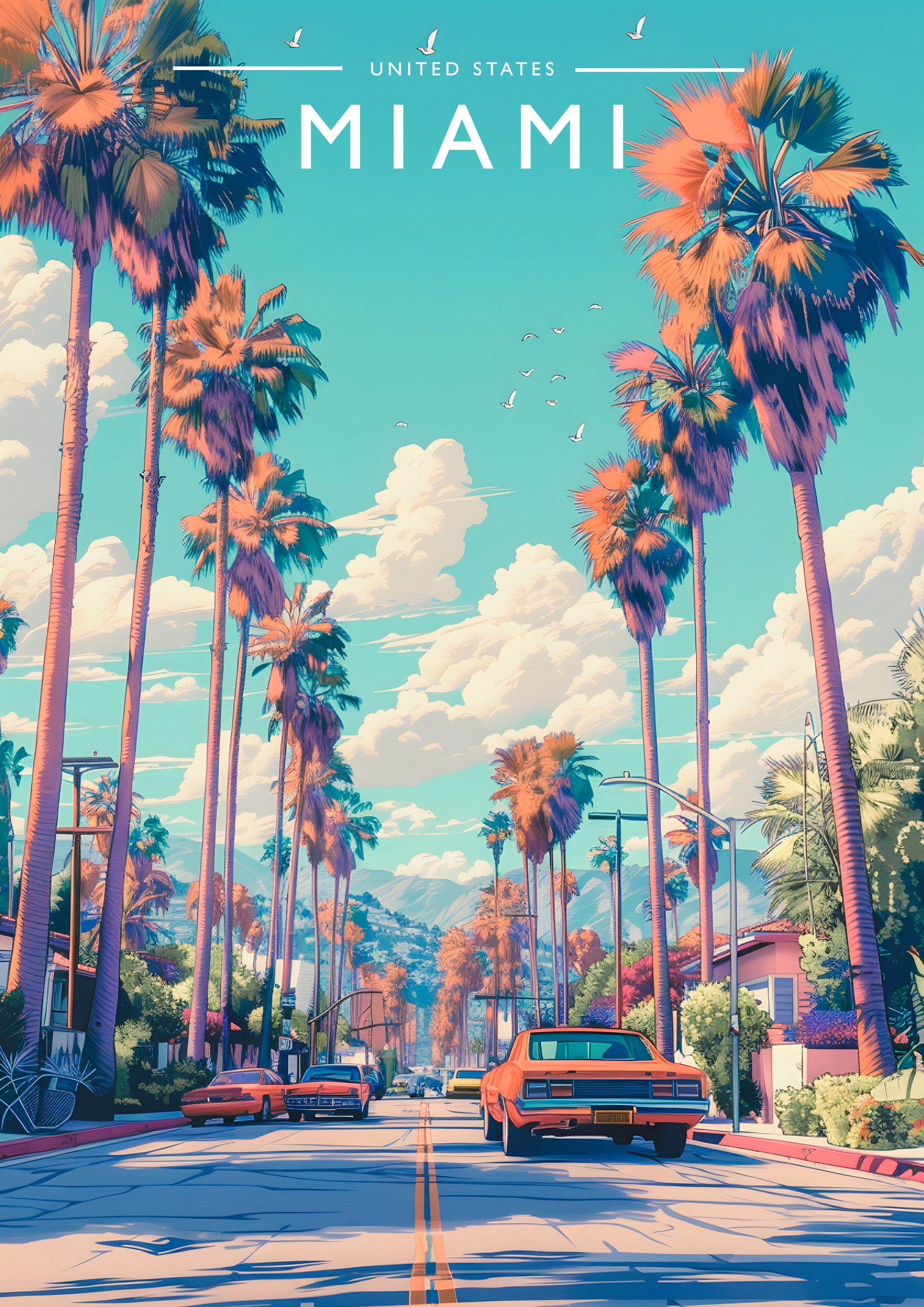 Miami Travel Poster - A4 travel poster print