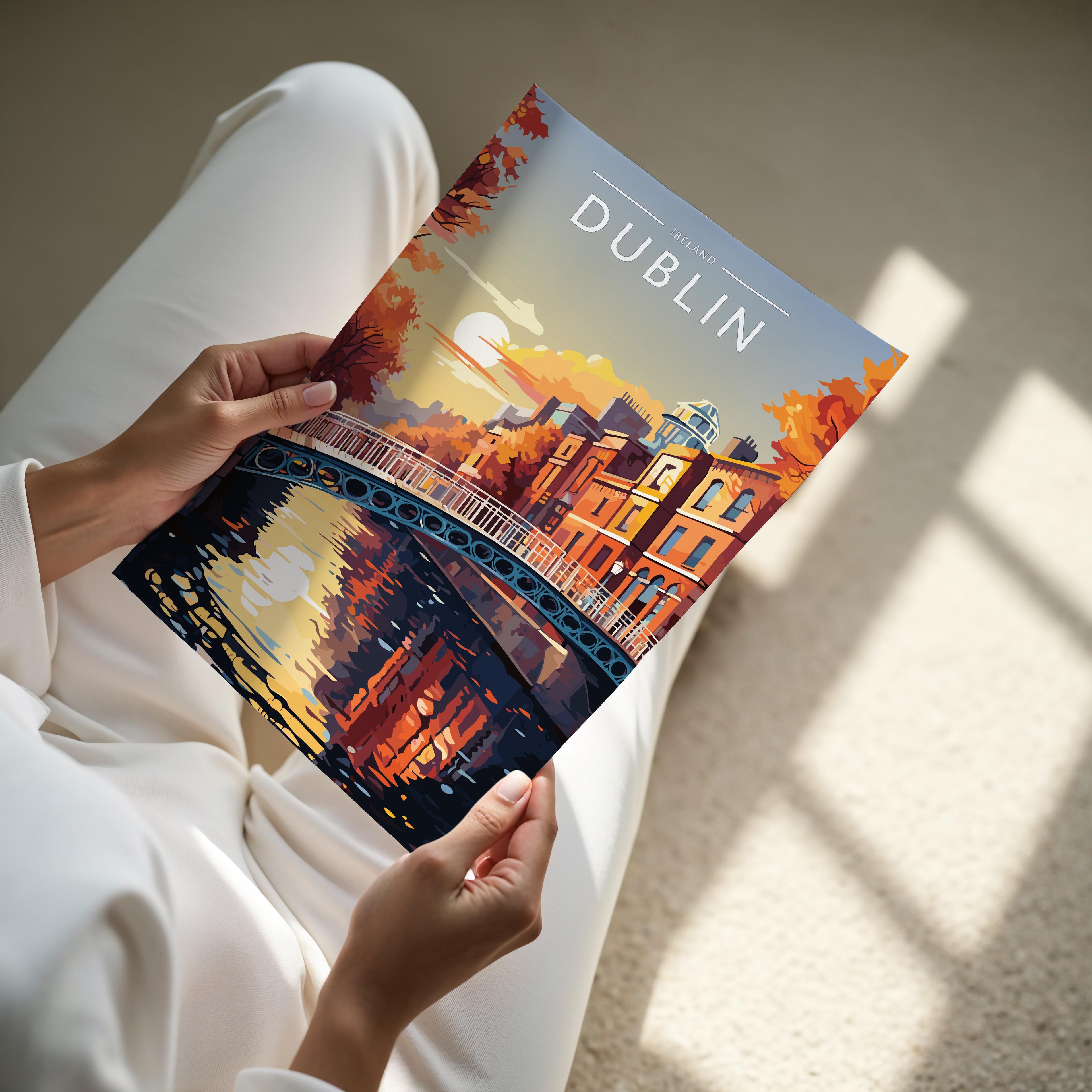 Dublin #3 Travel Poster - A4 print held in hand