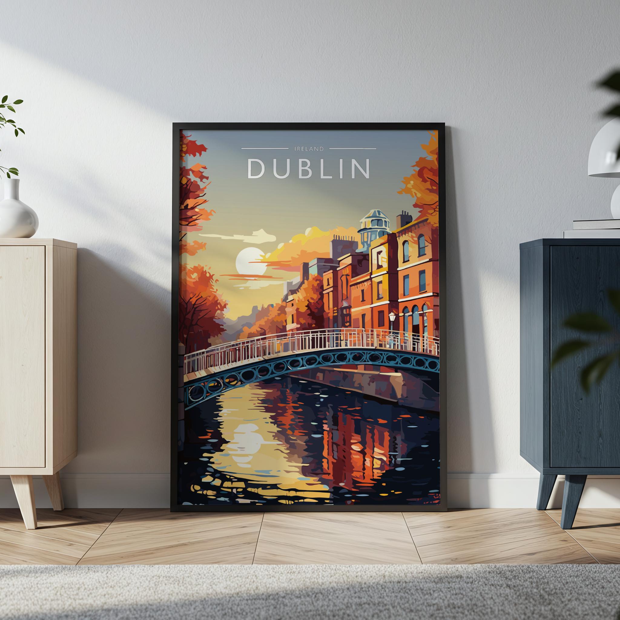 Dublin #3 Travel Poster in a black frame