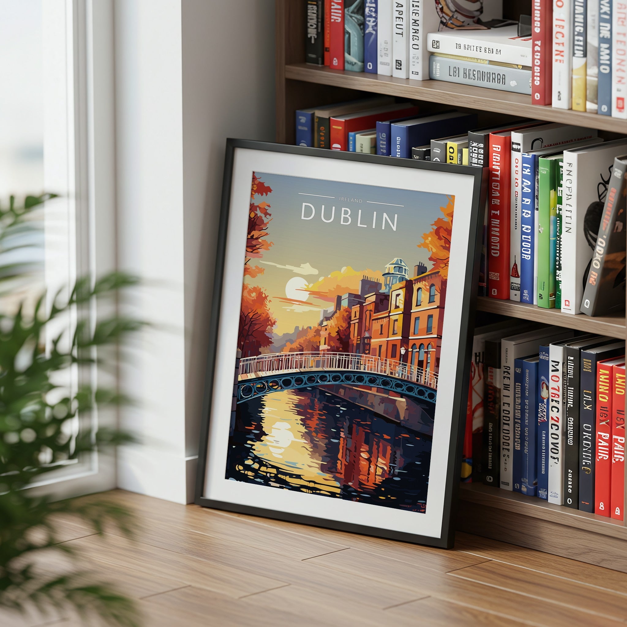 Dublin #3 Travel Poster mounted in a black frame