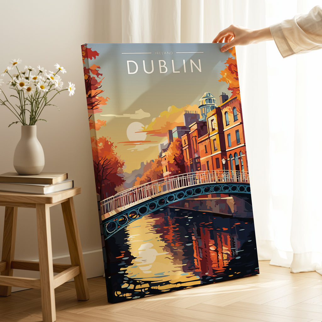 Dublin #3 Travel Poster as a gallery-wrapped canvas